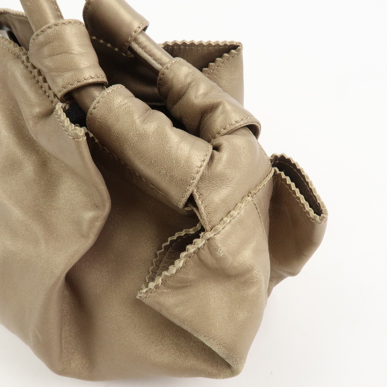 LOEWE Anagram Nappa Aire Leather Charm Hand Bag Tote Bag Gold