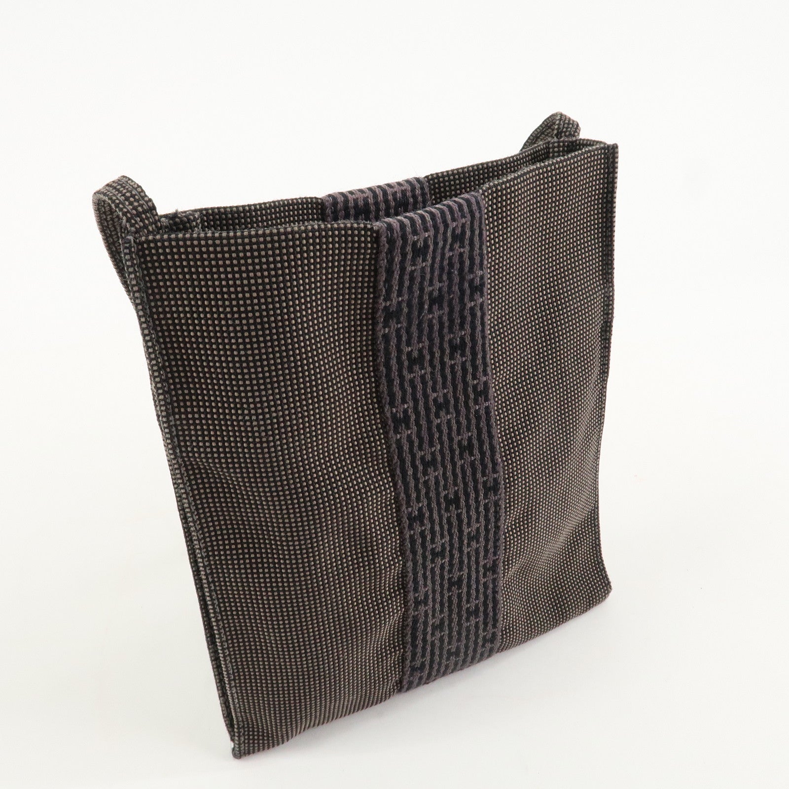 HERMES Her Line Canvas Omenito Shoulder Bag Crossbody Bag Gray Used