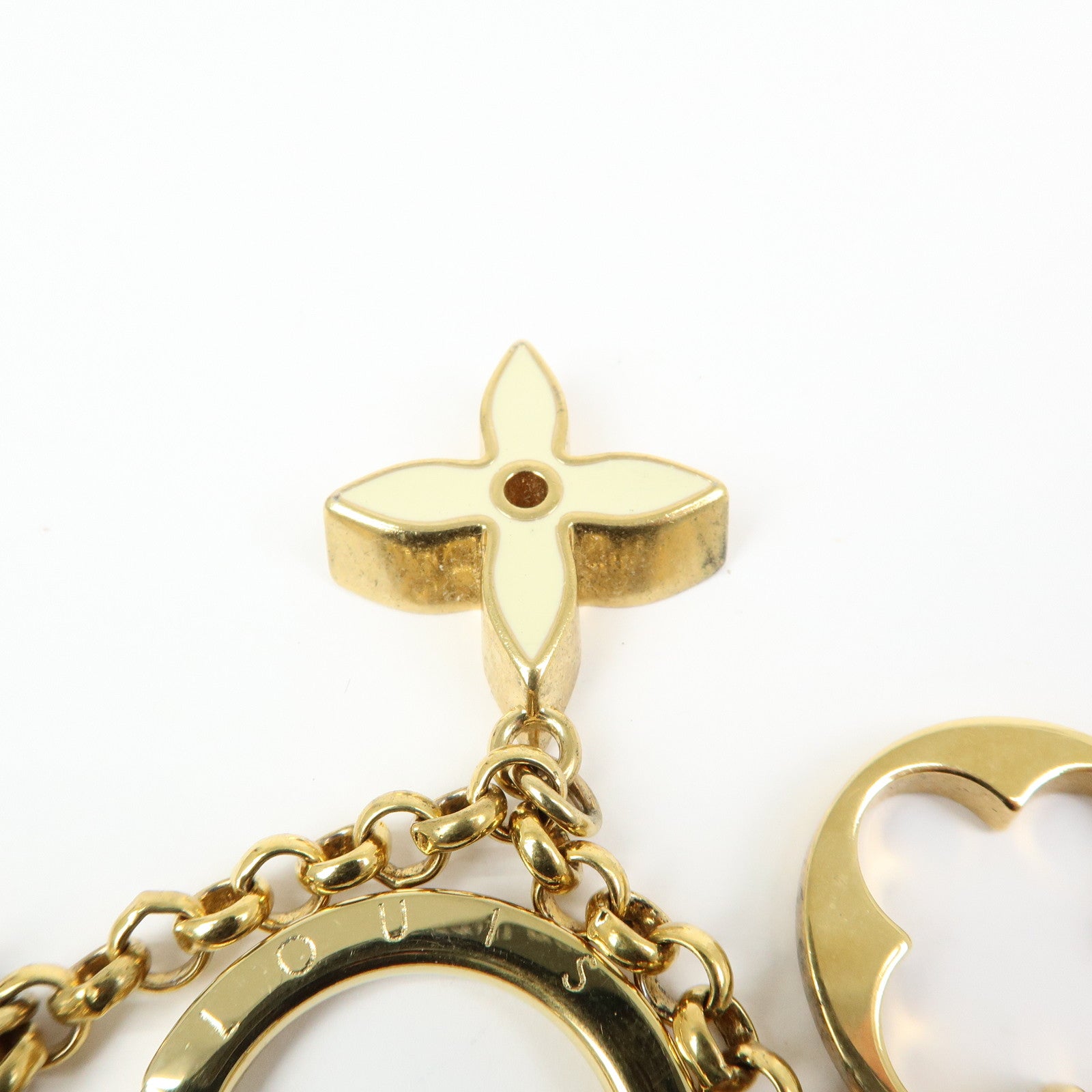 Louis Vuitton Fleur de Monogram Bag Charm Key Chain Gold M65111