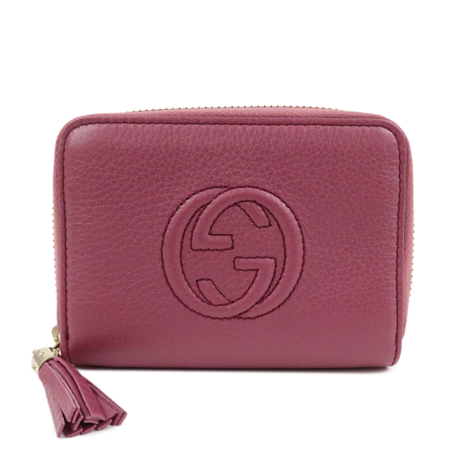 GUCCI SOHO Leather Round Zippy Compact Wallet Purple 351484