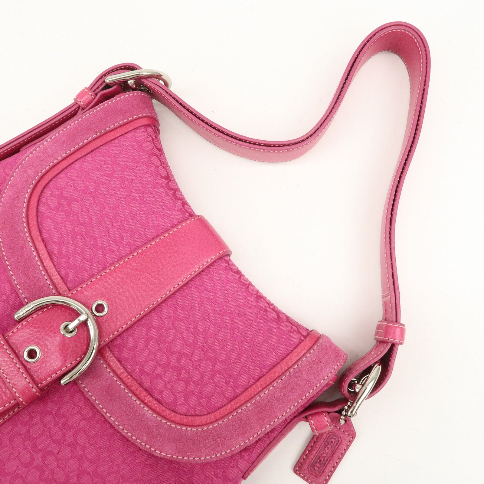 COACH Signature Canvas Leather Set of 2 Shoulder Bag Brown Pink