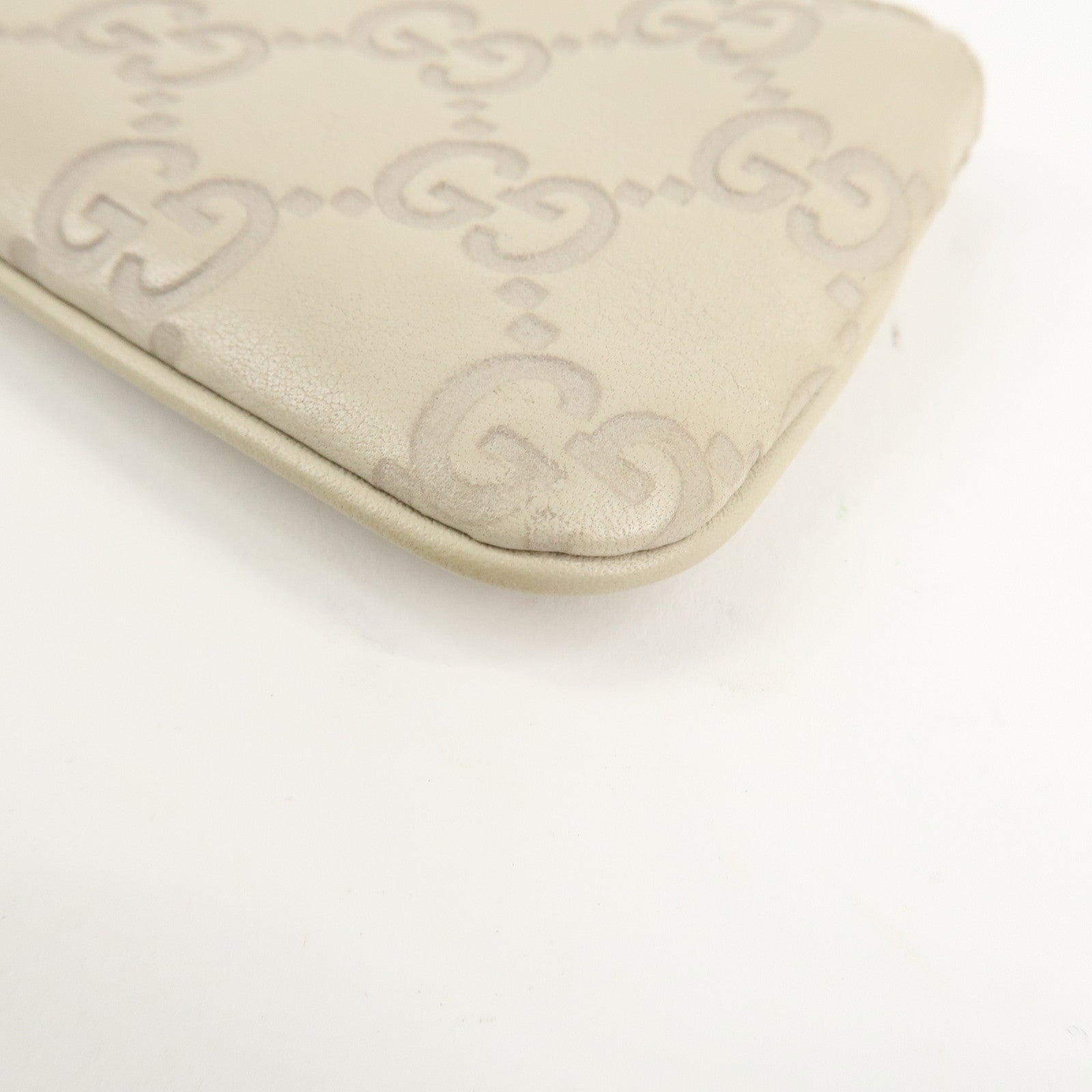 GUCCI Guccissima Leather Coin Case Key Case Ivory 233183 Used