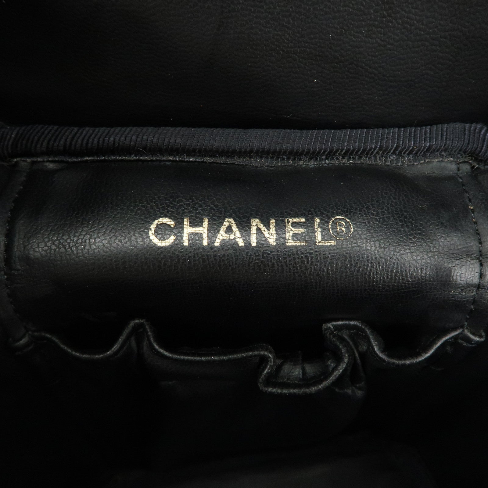 CHANEL COCO Mark Caviarskin Vanity Bag Hand Bag Black A01998
