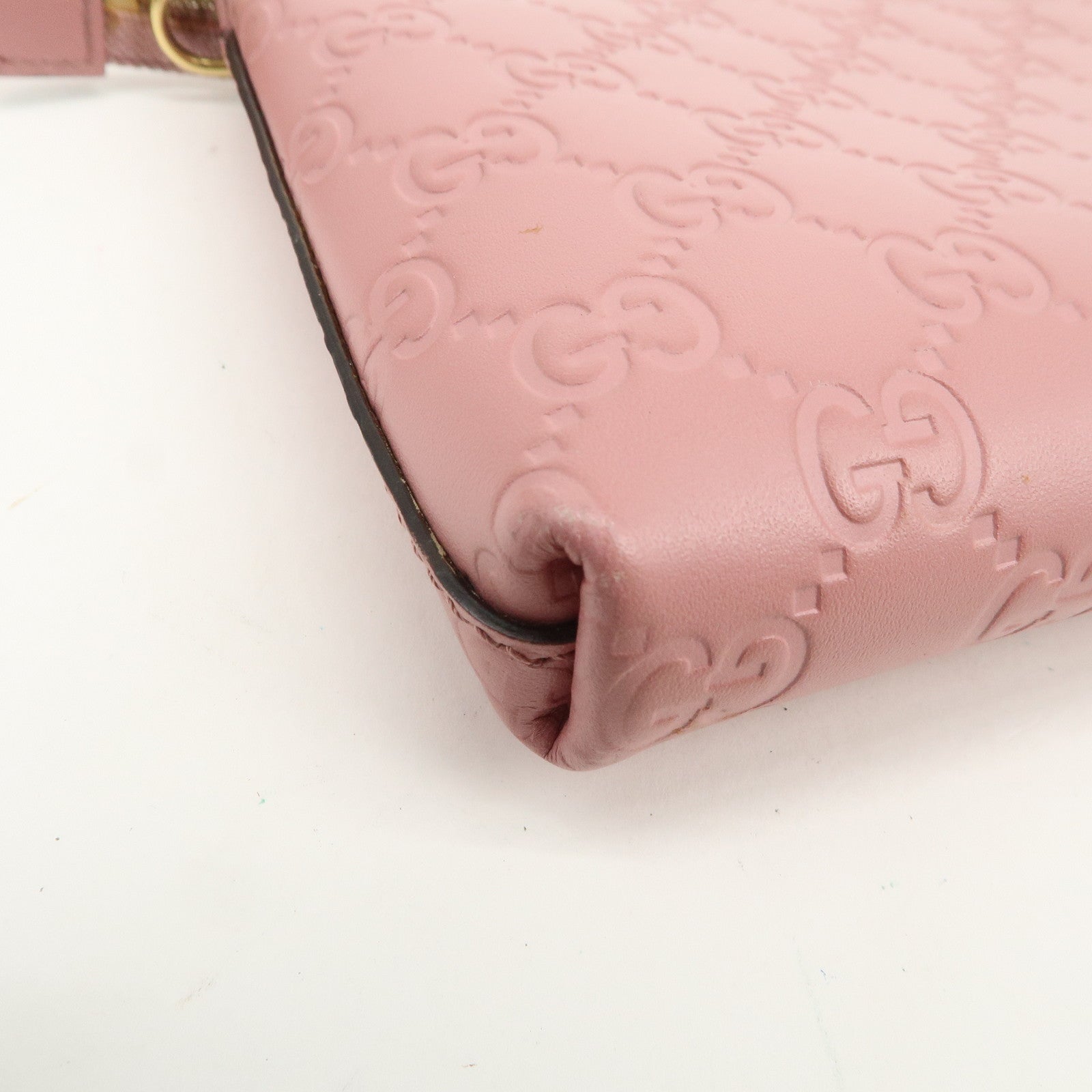 GUCCI Guccissima Leather Logo Chain Shoulder Bag Pink 428449