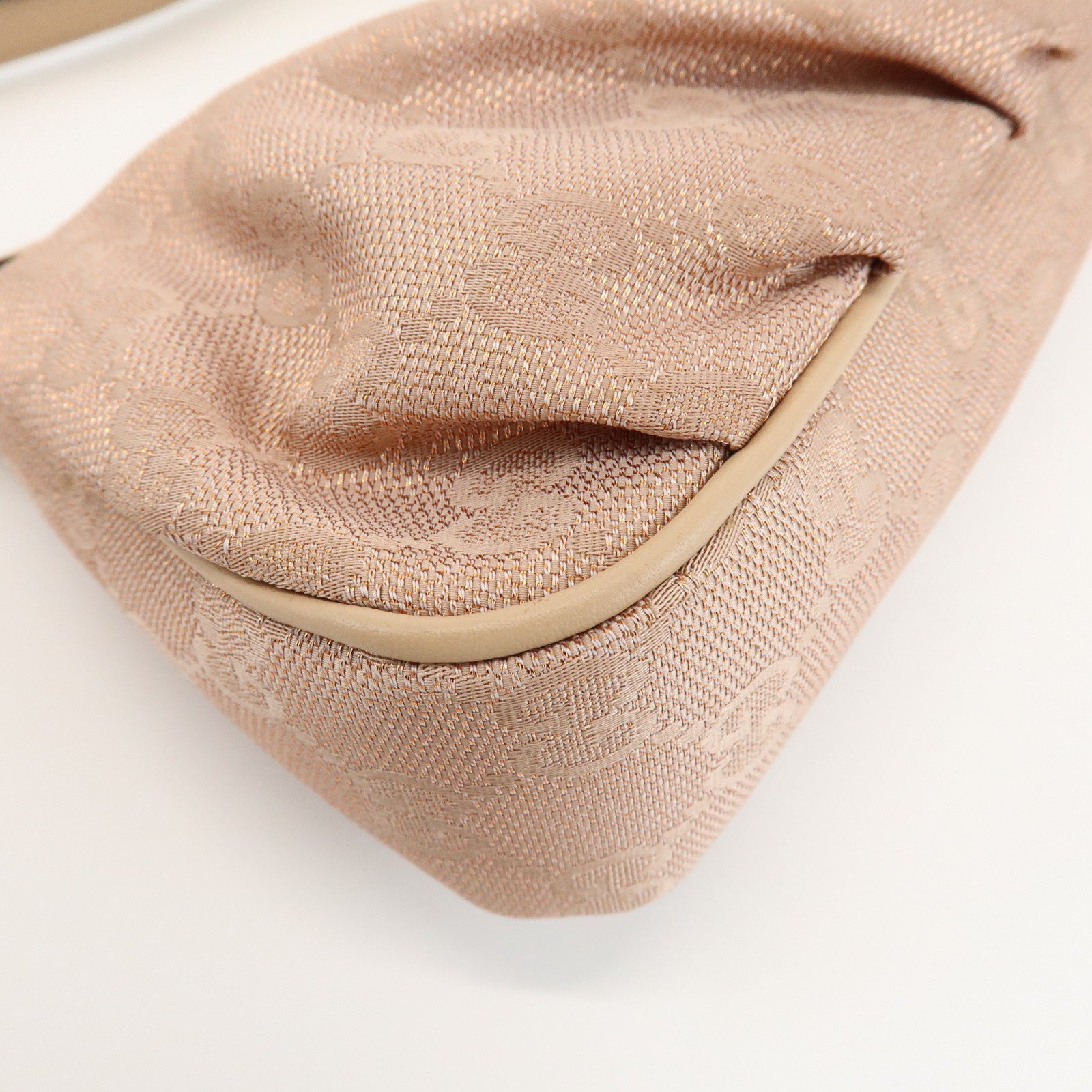 GUCCI Lovely Heart GG Canvas Leather Hand Bag Pink Beige 245938