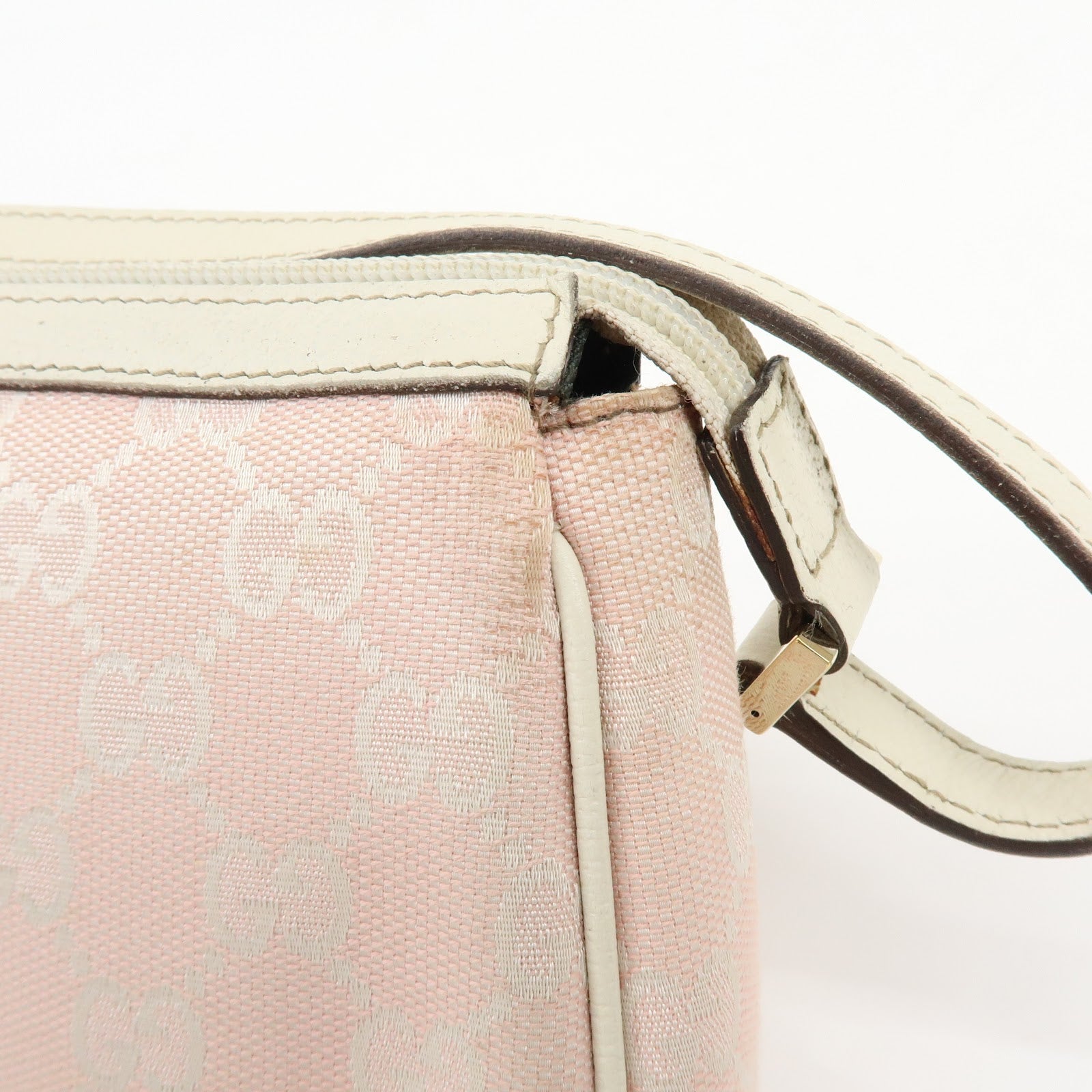 Gucci Abbey GG Canvas Leather Accessory Pouch Hand Bag Pink 145750