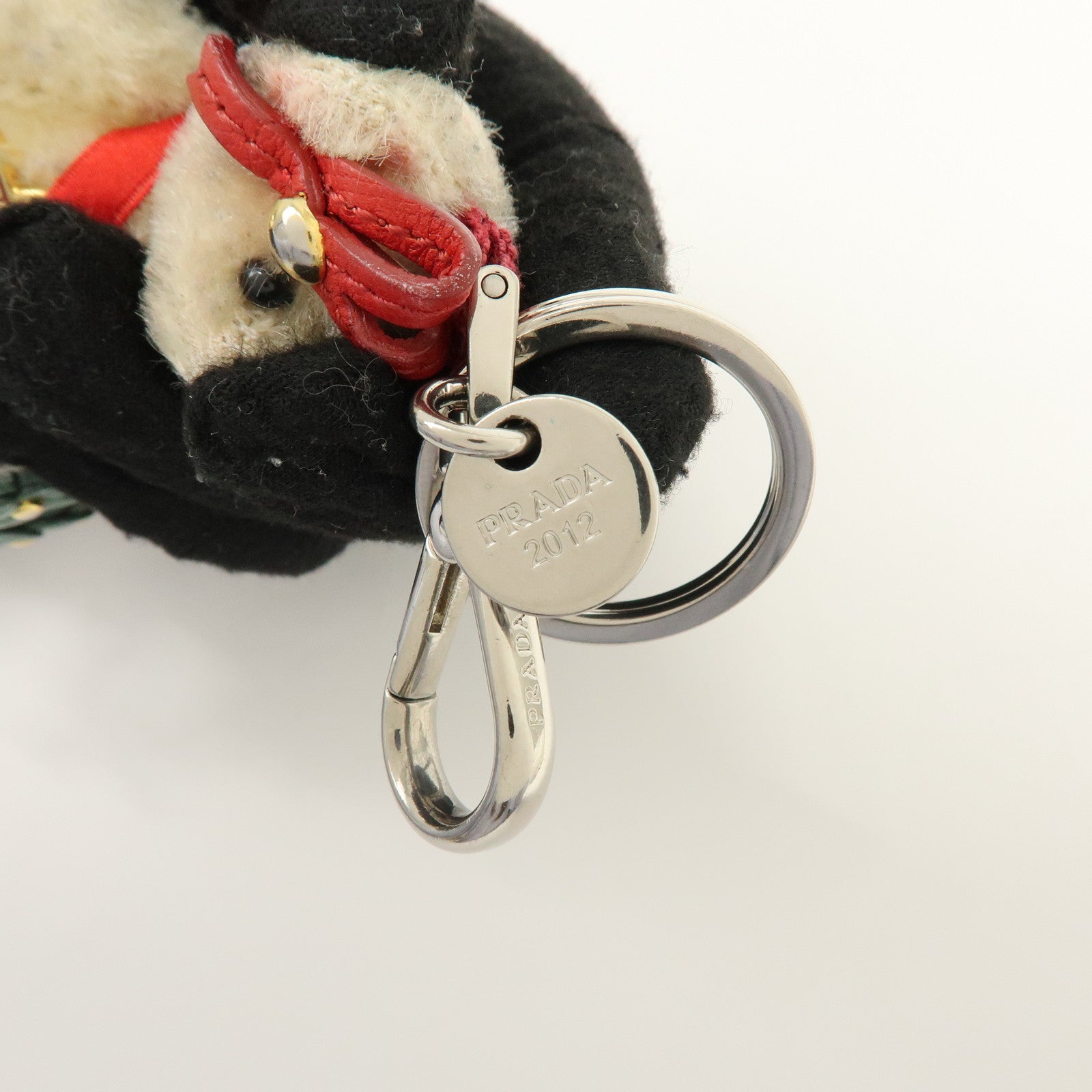 PRADA Bag Charm Key Holder Bear Motif Christmas 2012 Beige Red