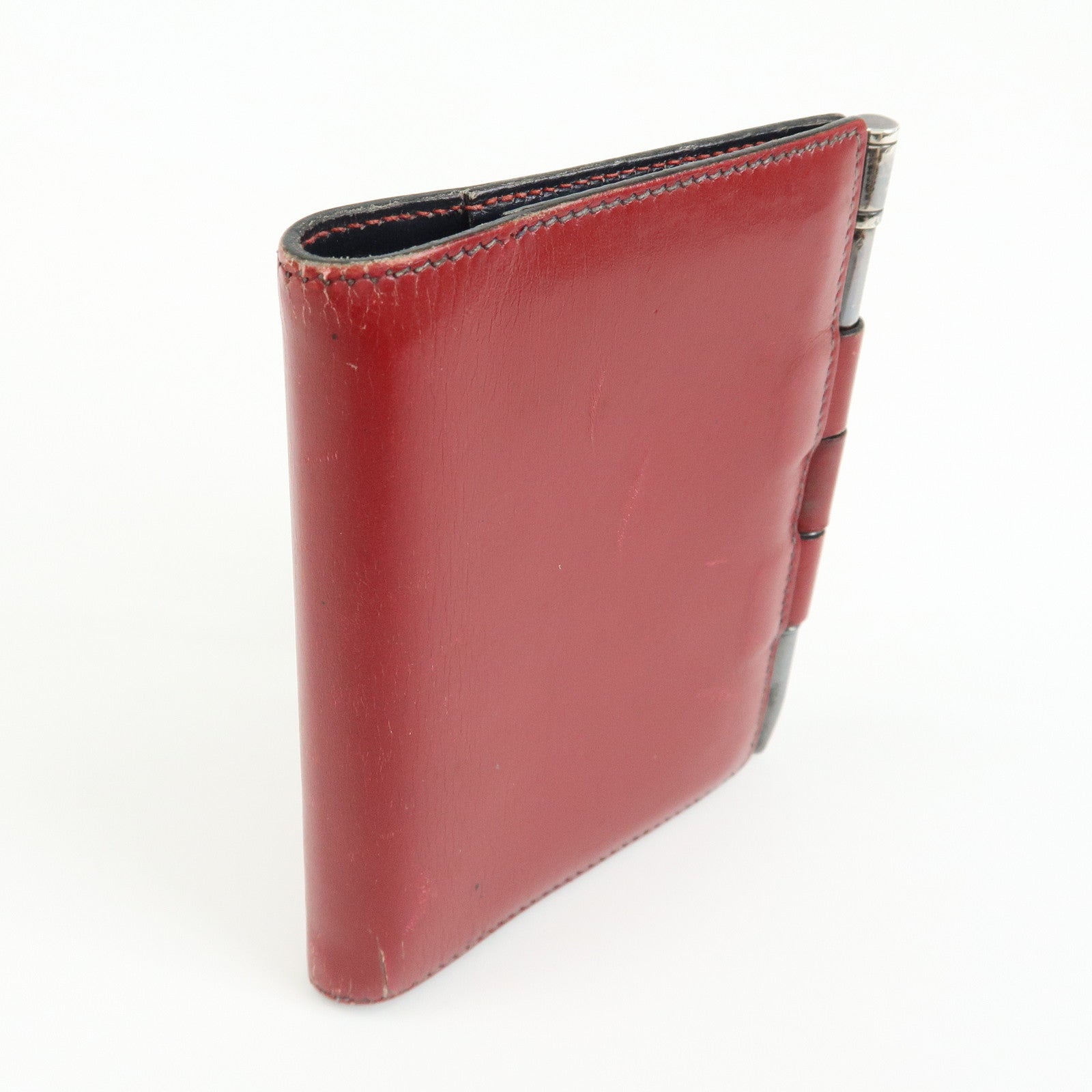 HERMES Box Calf Leather Agenda PM Planner Cover 〇Q Stamped Red