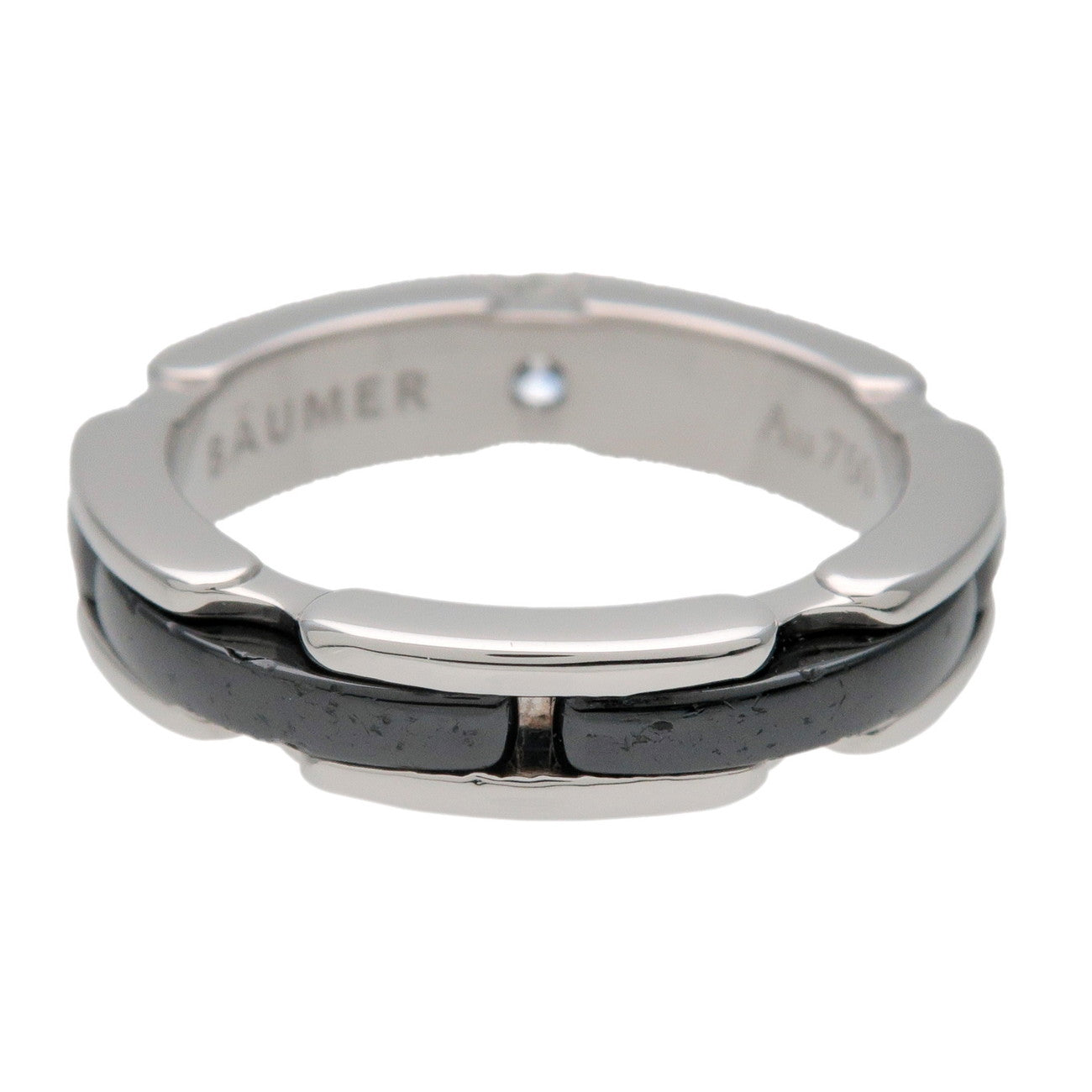 CHANEL Ultra Collection 1P Diamond Ring 750WG Black Ceramic J3095