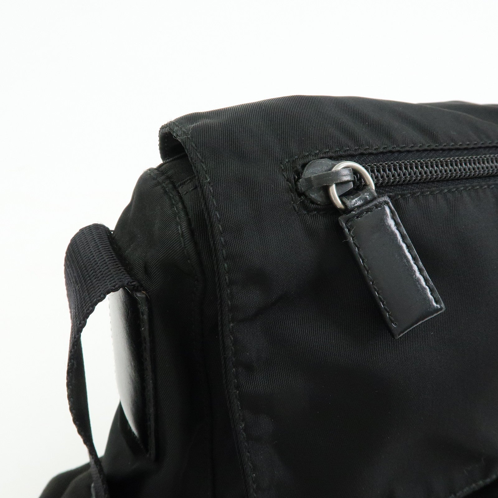 PRADA Triangle Logo Nylon Shoulder Bag Crossbody Bag Black BT8994