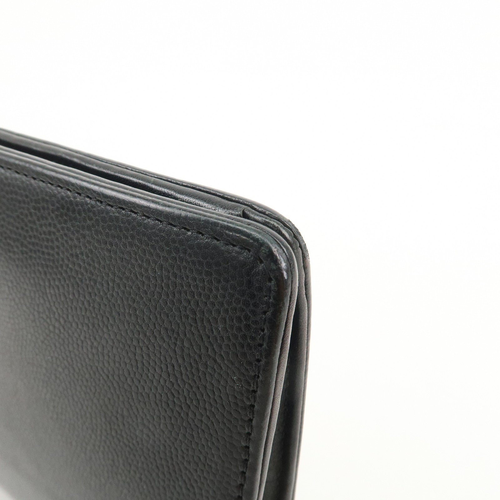 CHANEL Seburga COCO Mark Caviarskin Bi-fold Long Wallet Black