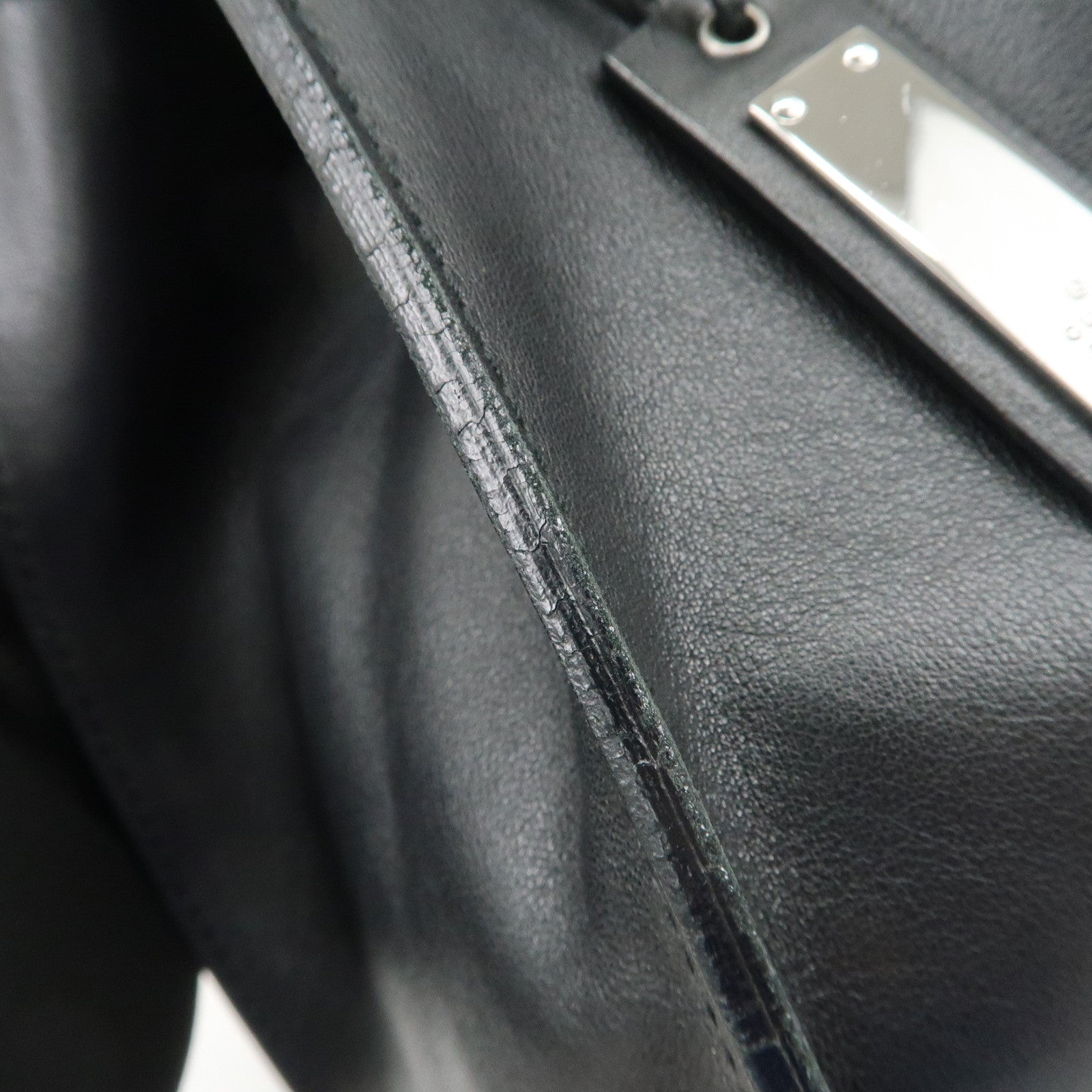 GUCCI Leather Tote Bag Hand Bag Black 76554