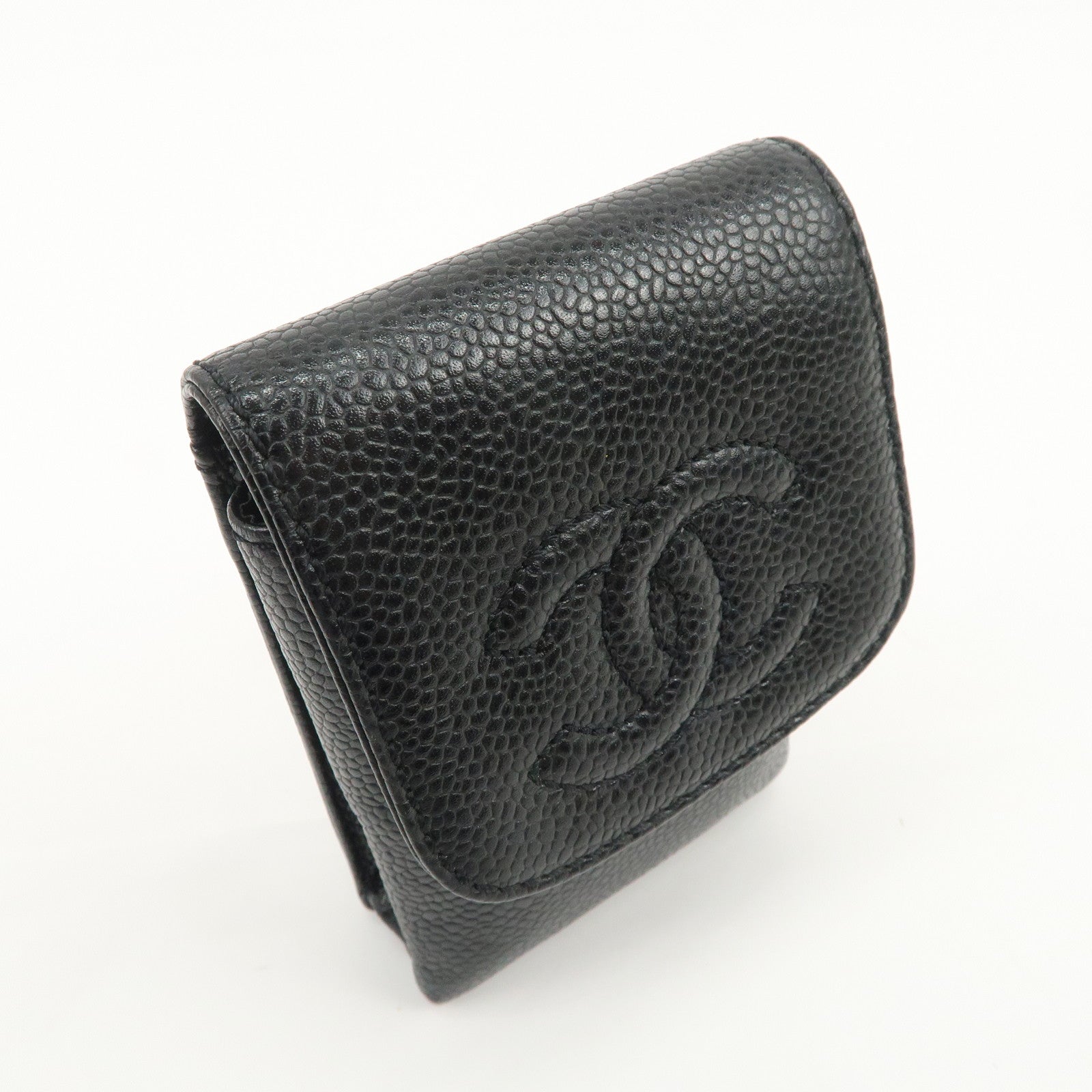 CHANEL COCO Mark Caviarskin Cigarette Case Black A13511