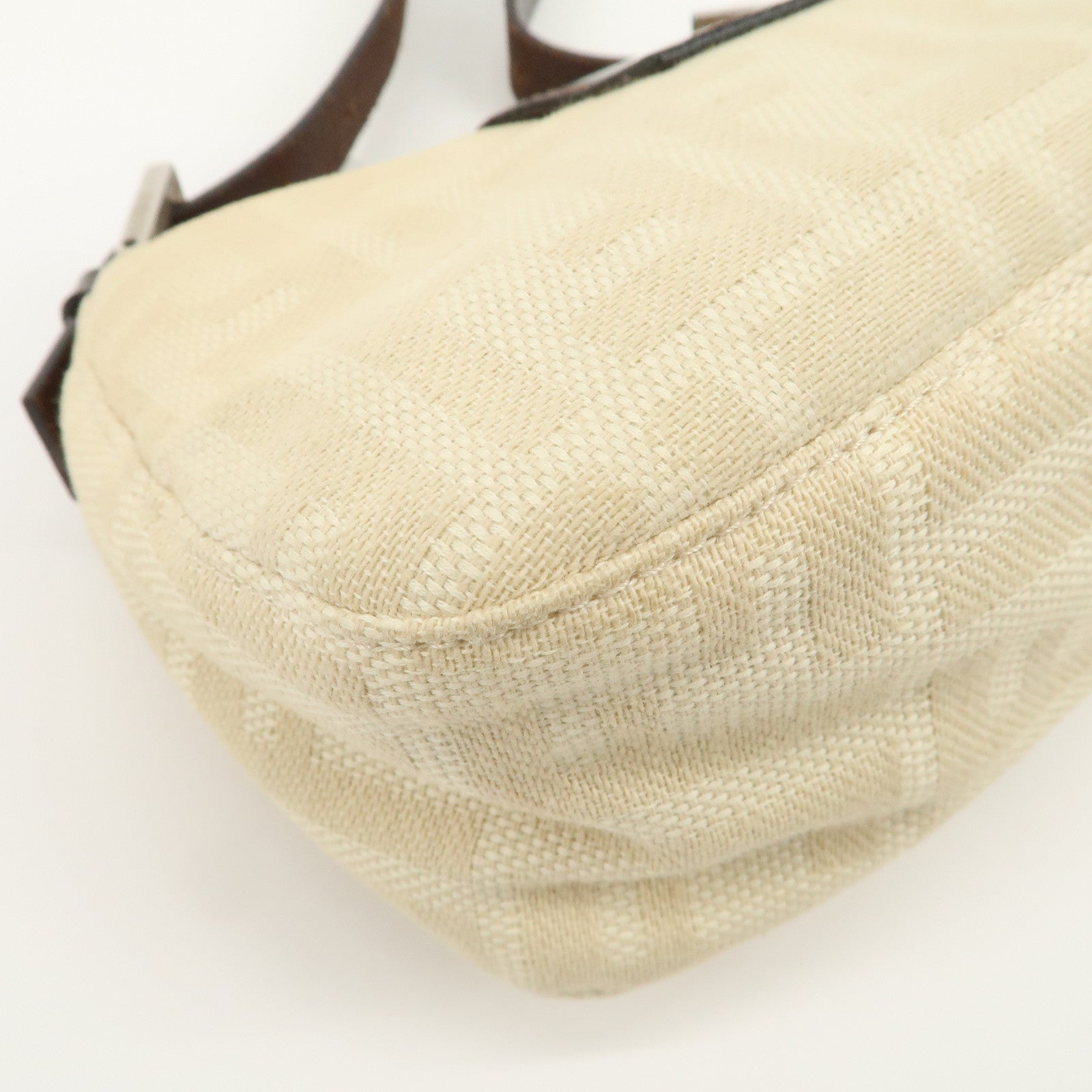 FENDI Zucca Canvas Leather Shoulder Bag Beige Brown 26723