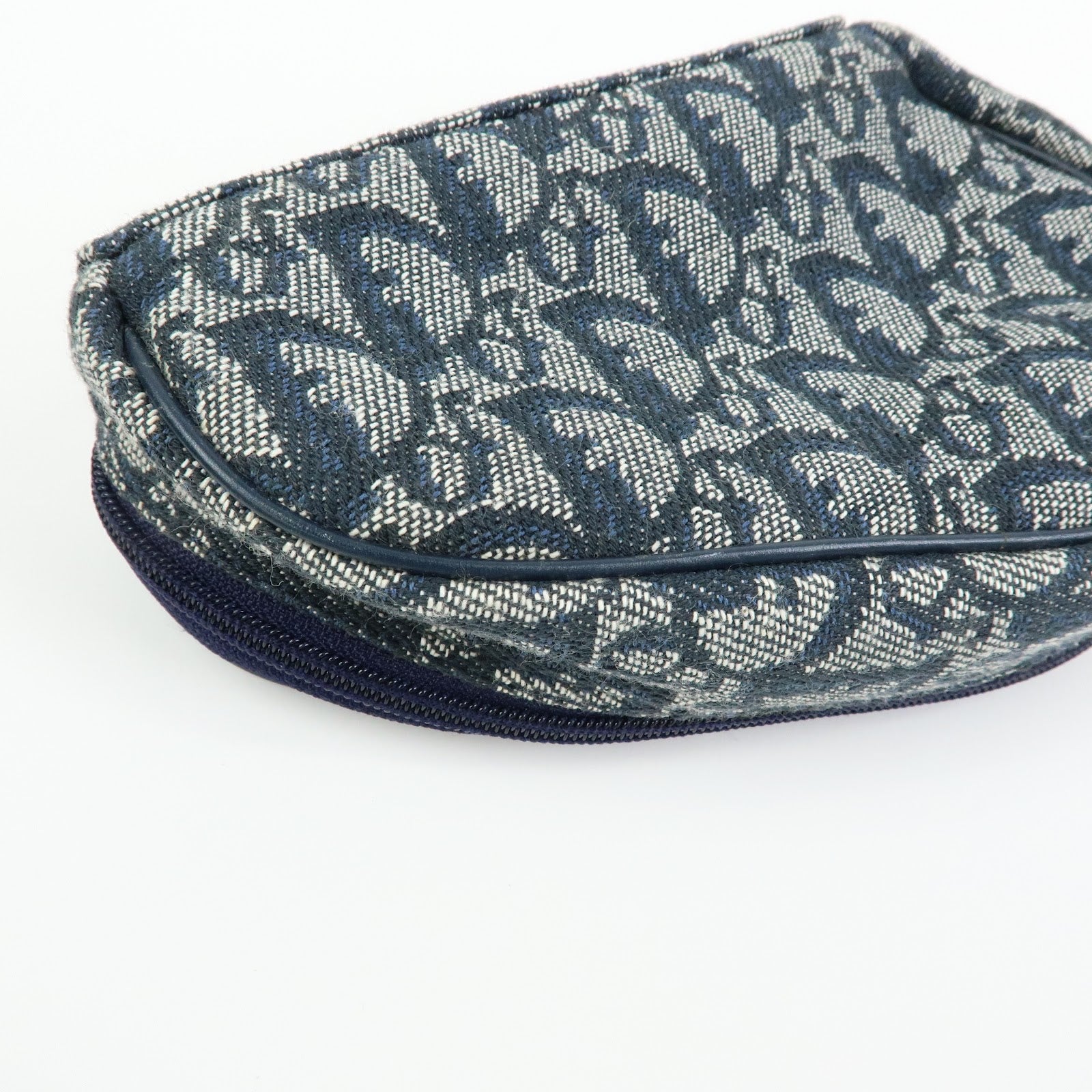 Christian Dior Trotter Jacquard Canvas Pouch Cosmetic Case Navy
