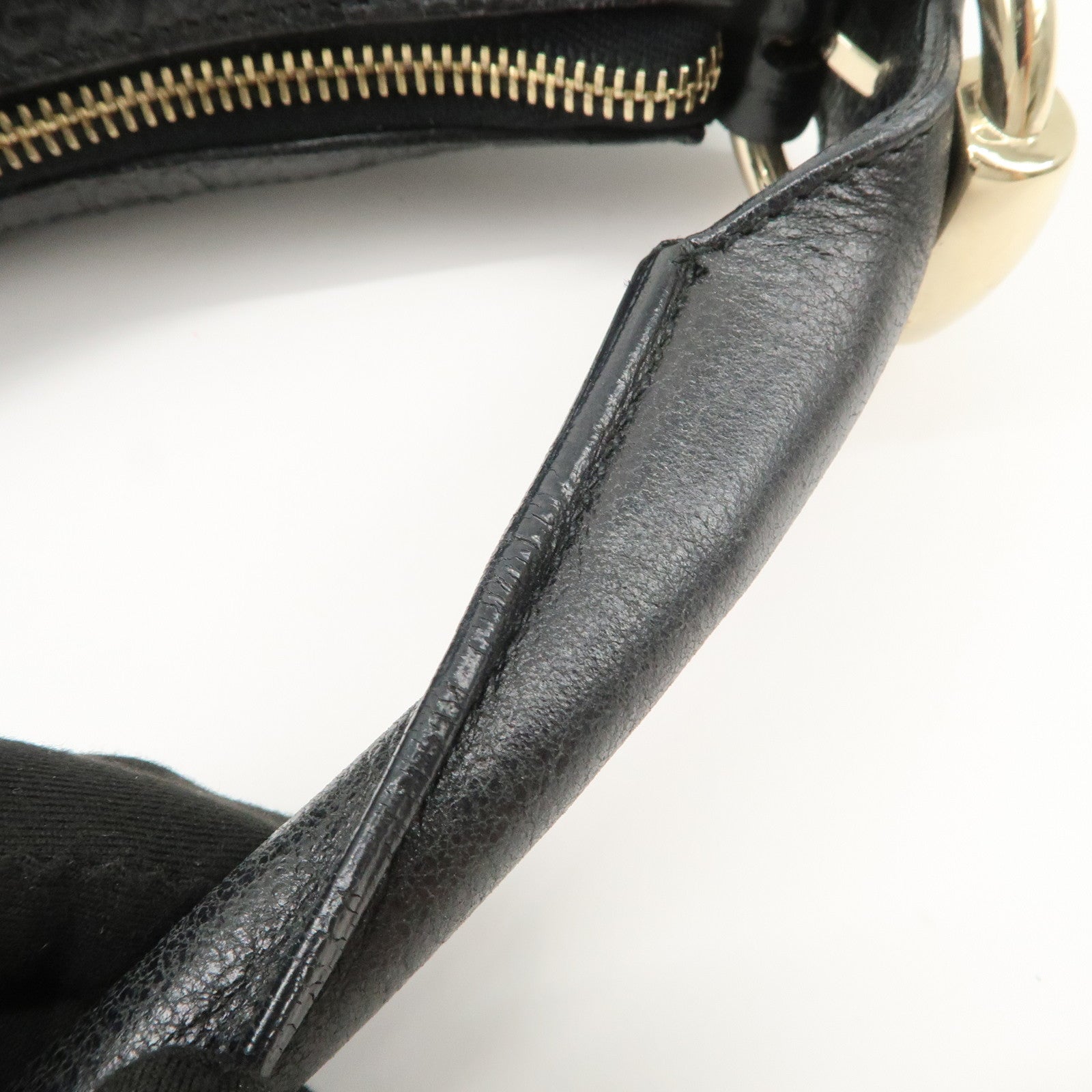 GUCCI Guccissima Leather Shoulder Bag Hand Bag Black 181515 Used