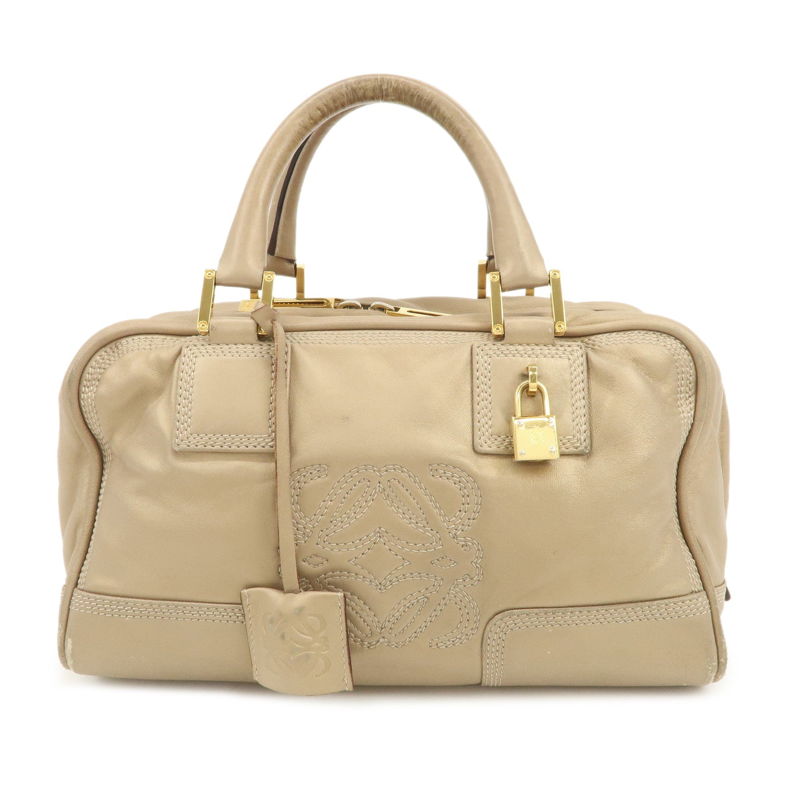 LOEWE Anagram Amazona 28 Nappa Leather Hand Bag Gold