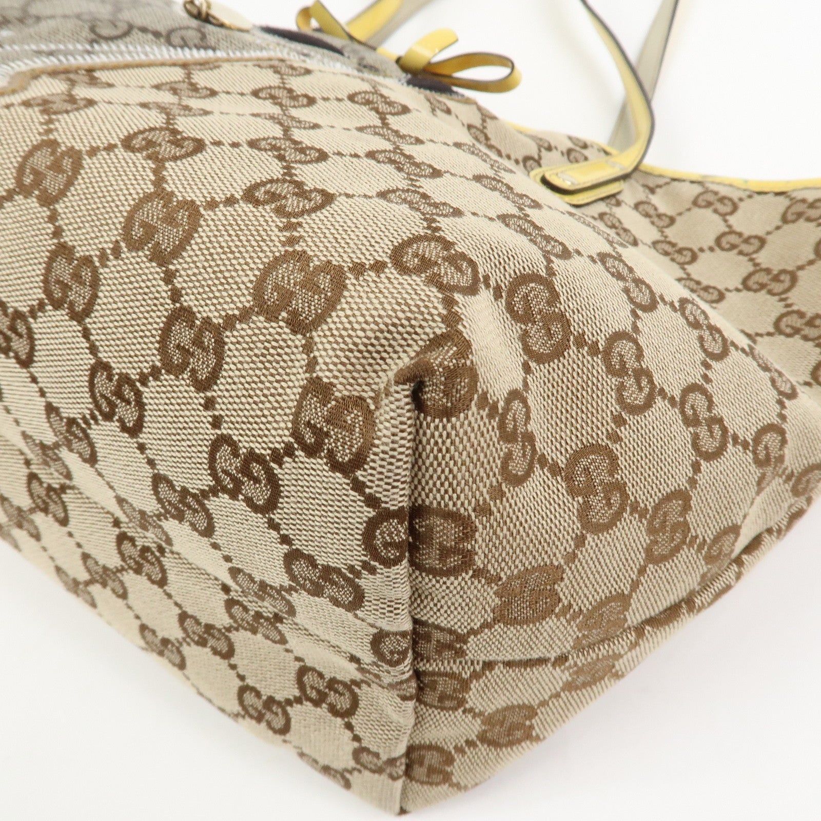 GUCCI Gucciori Pug Dog GG Canvas Patent Leather Tote Bag 212374