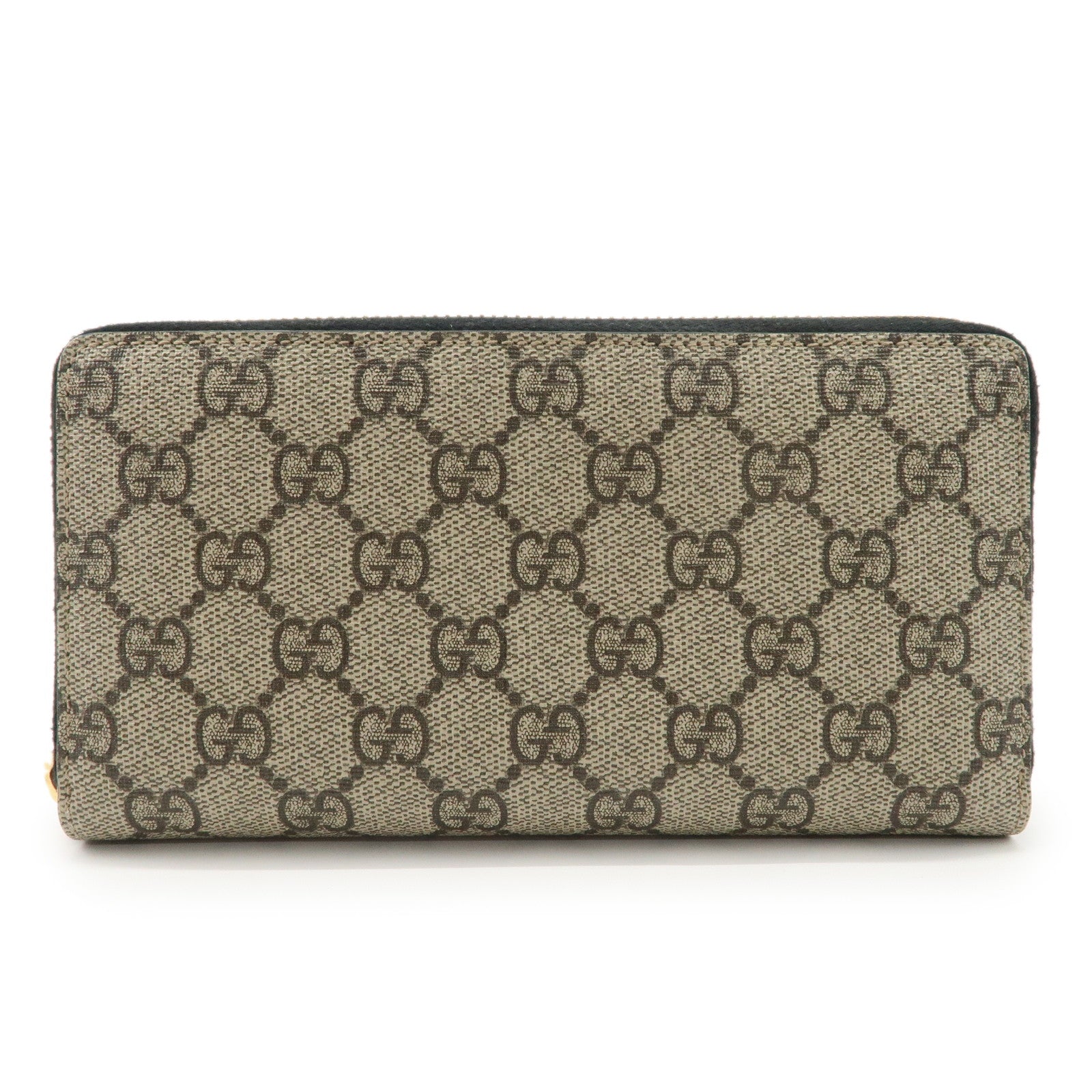 GUCCI GG Supreme Leather Round Zippy Wallet Black Beige 410102 Used