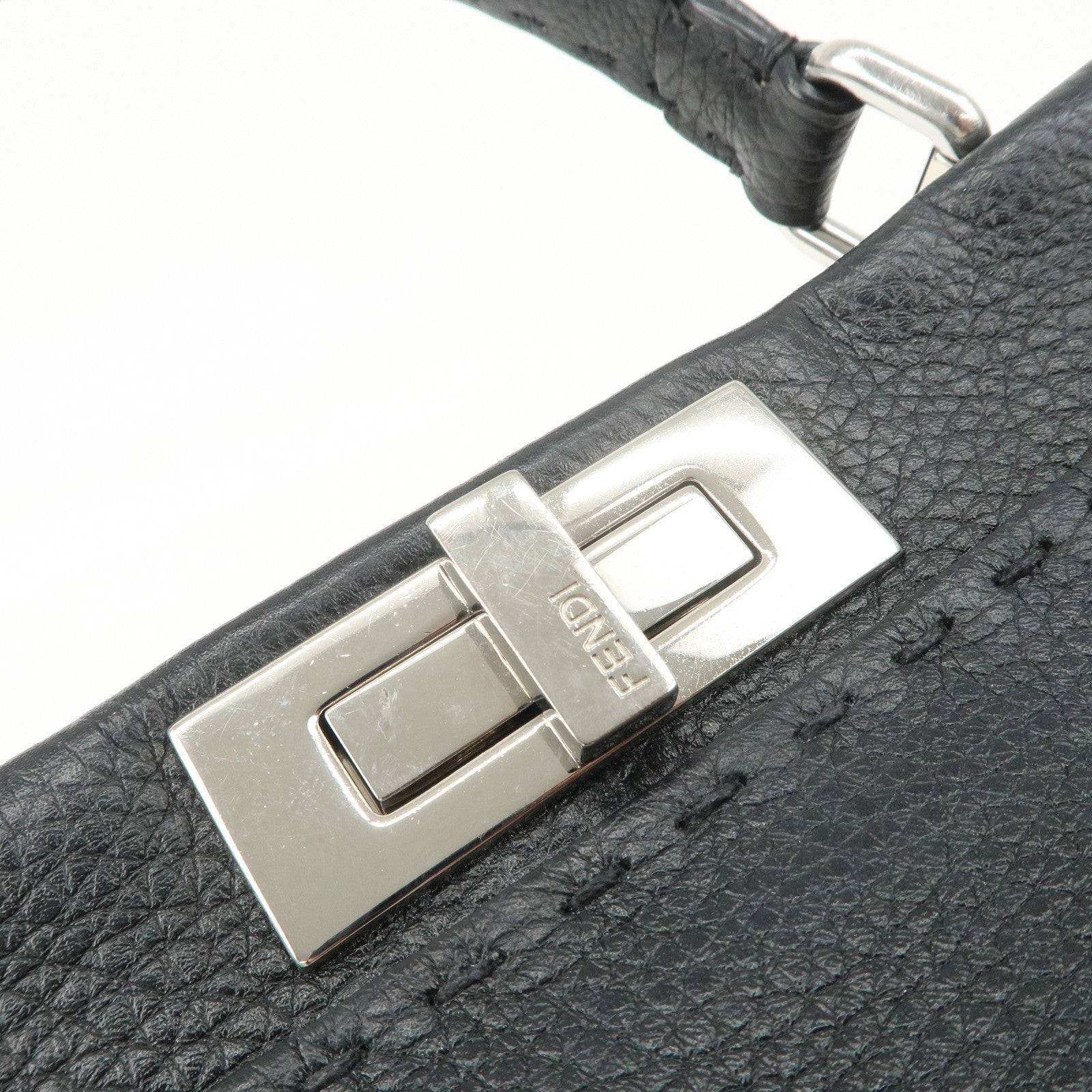 FENDI Selleria Peekaboo Regular Leather 2Way Shoulder Bag 8BN290 Used