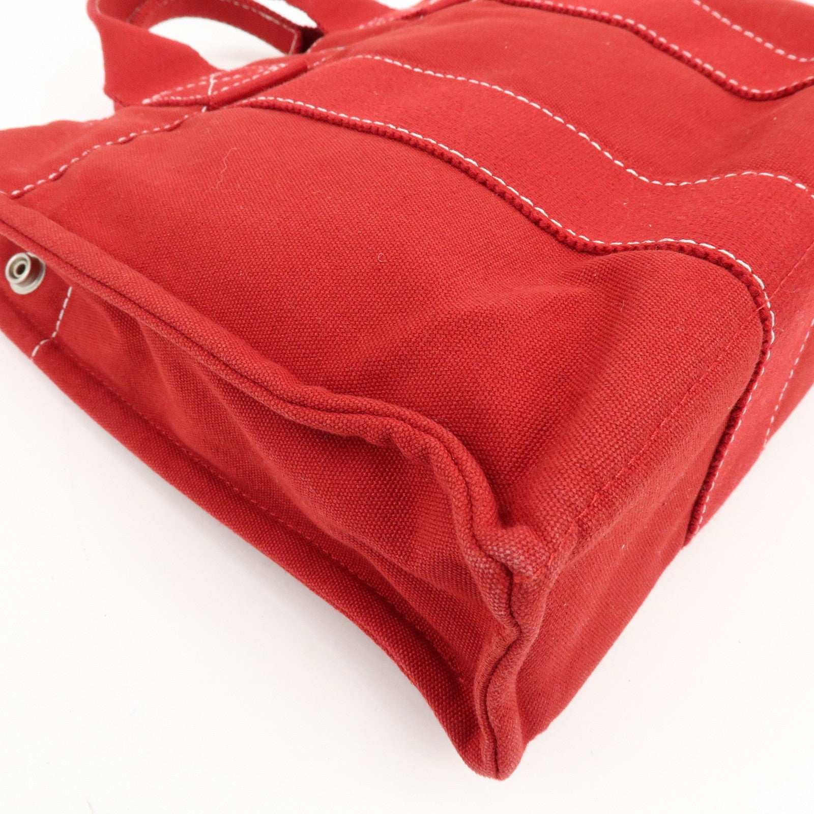 HERMES Deauville PM Canvas Hand Bag Tote Bag Red
