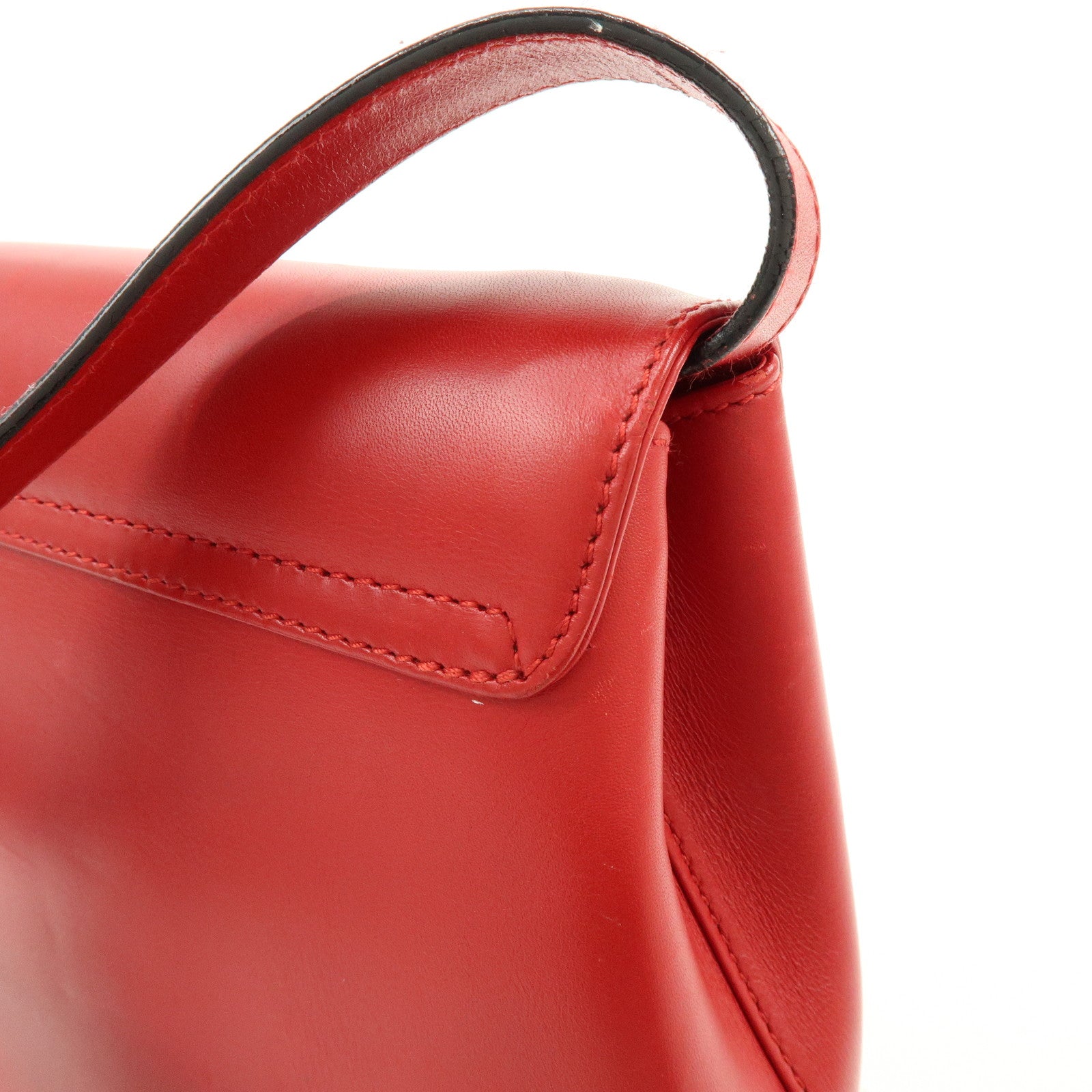 Ferragamo Leather Studs Shoulder Bag Red