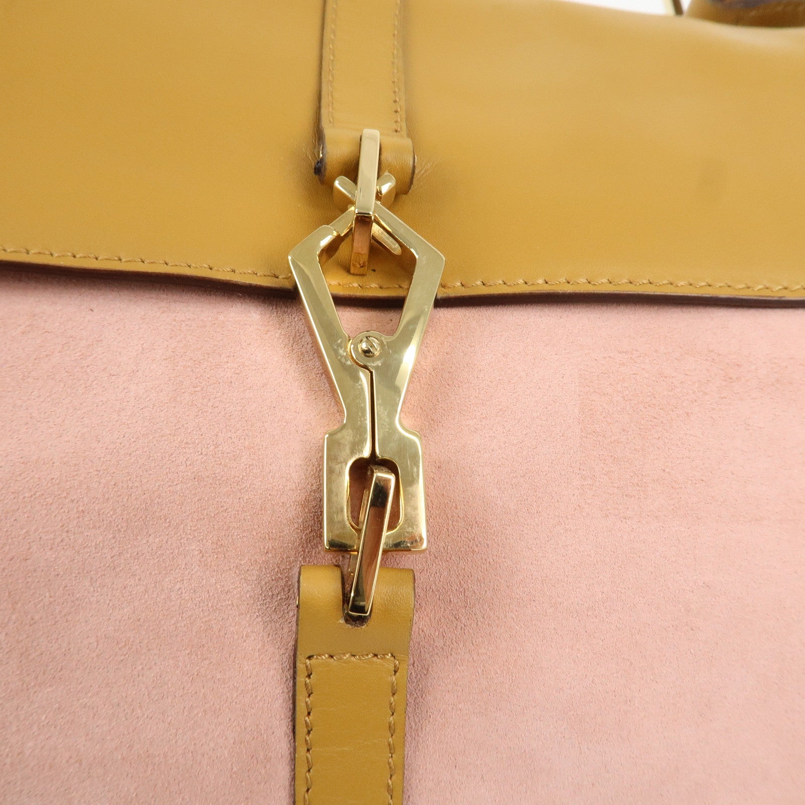 GUCCI Bamboo Suede Leather Shoulder Bag Hand Bag Pink 001.4096