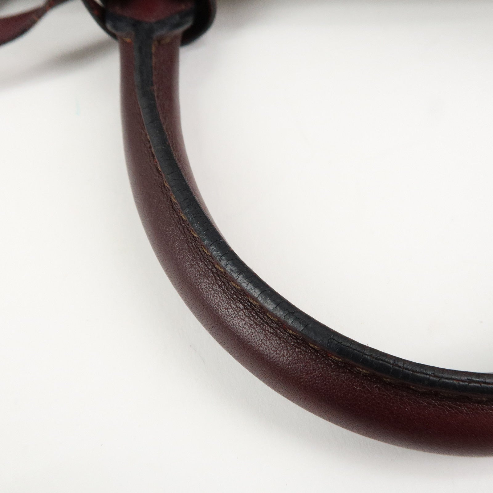 LOEWE Anagram Amazona 28 Leather Hand Bag Brown Ivory Bordeaux Used