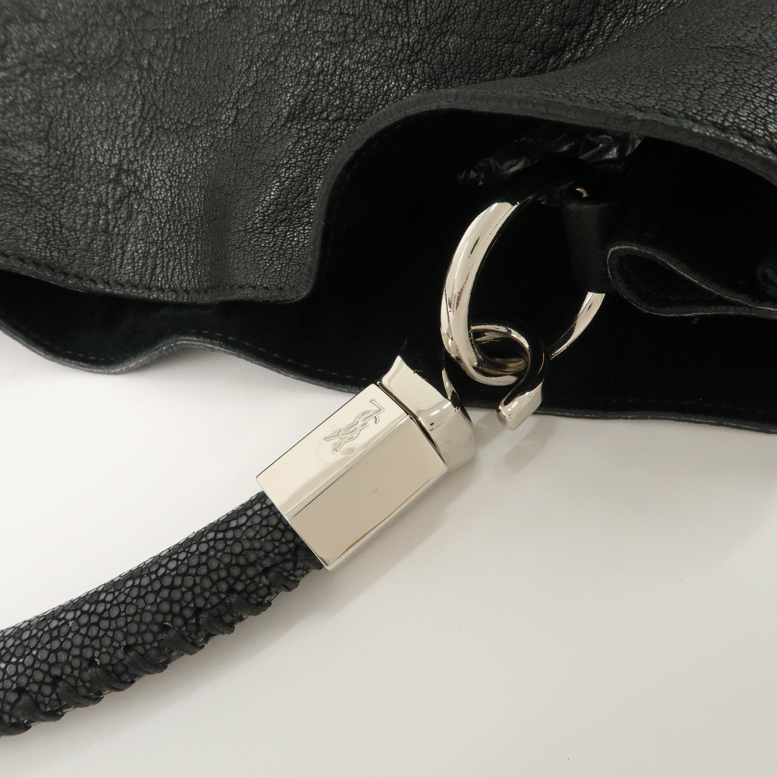 SAINT LAURENT Lody Leather Suede Shoulder Bag Hand Bag Black Used