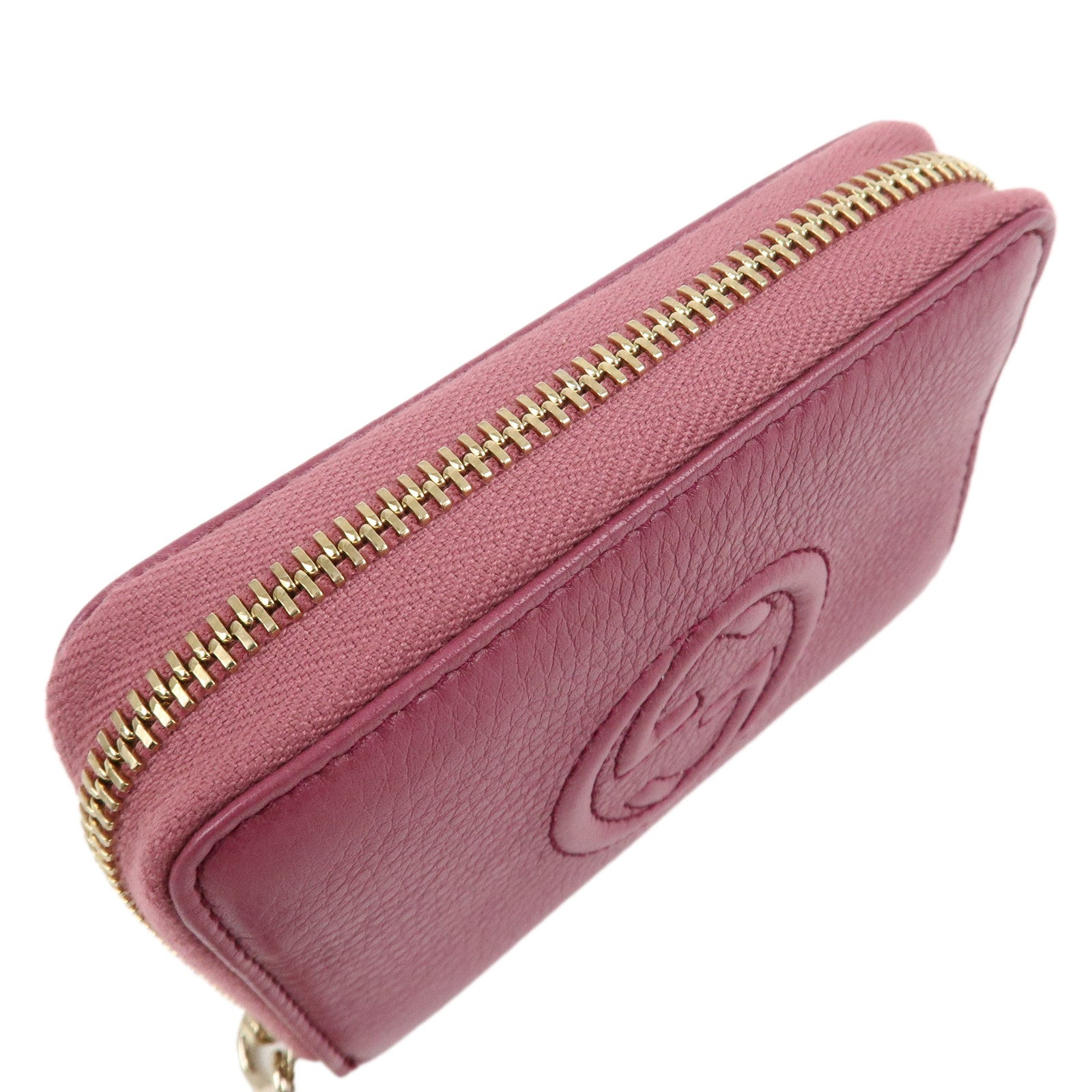 GUCCI SOHO Leather Round Zippy Compact Wallet Purple 351484