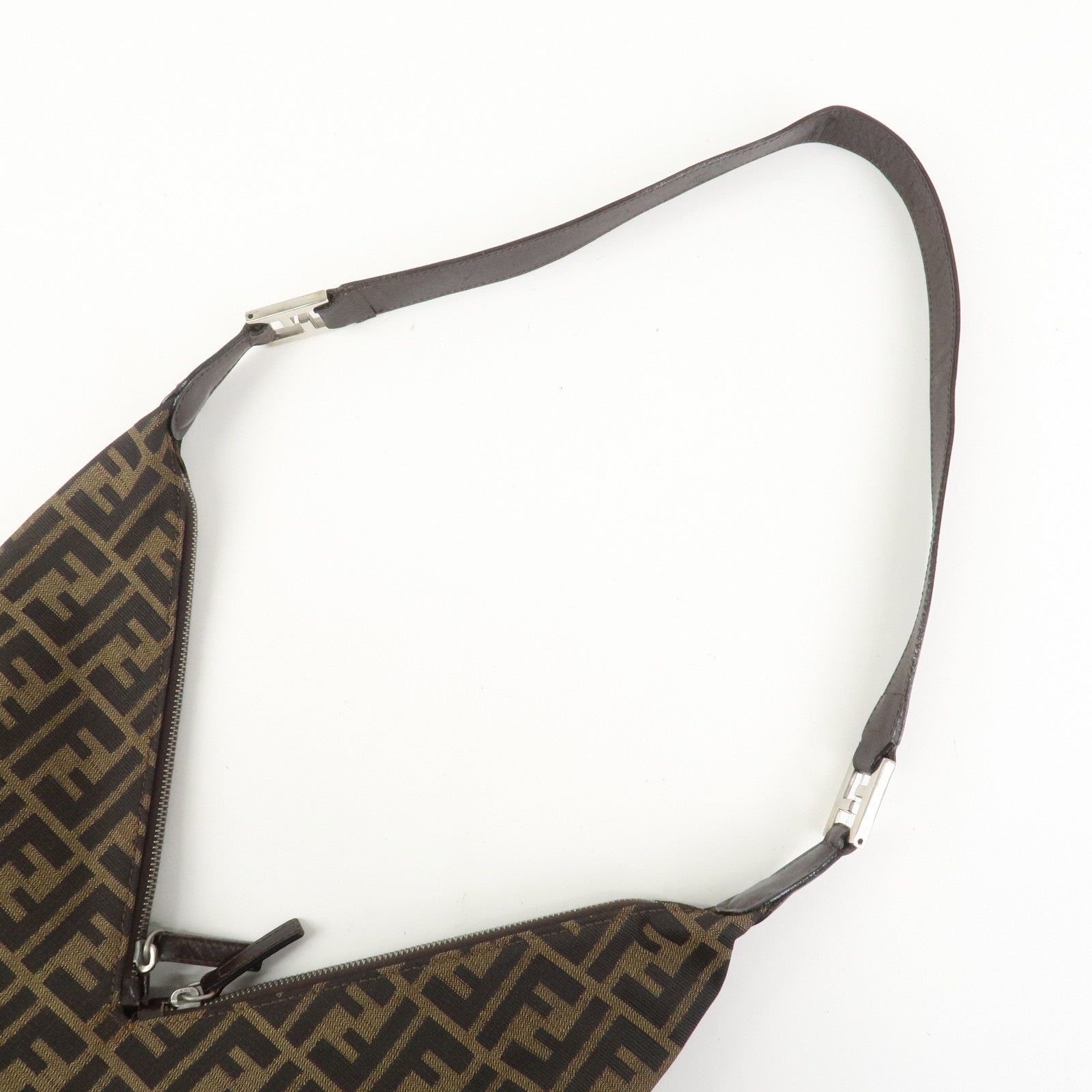 FENDI Zucca Canvas Leather Shoulder Bag Hand Bag Brown 83150870992