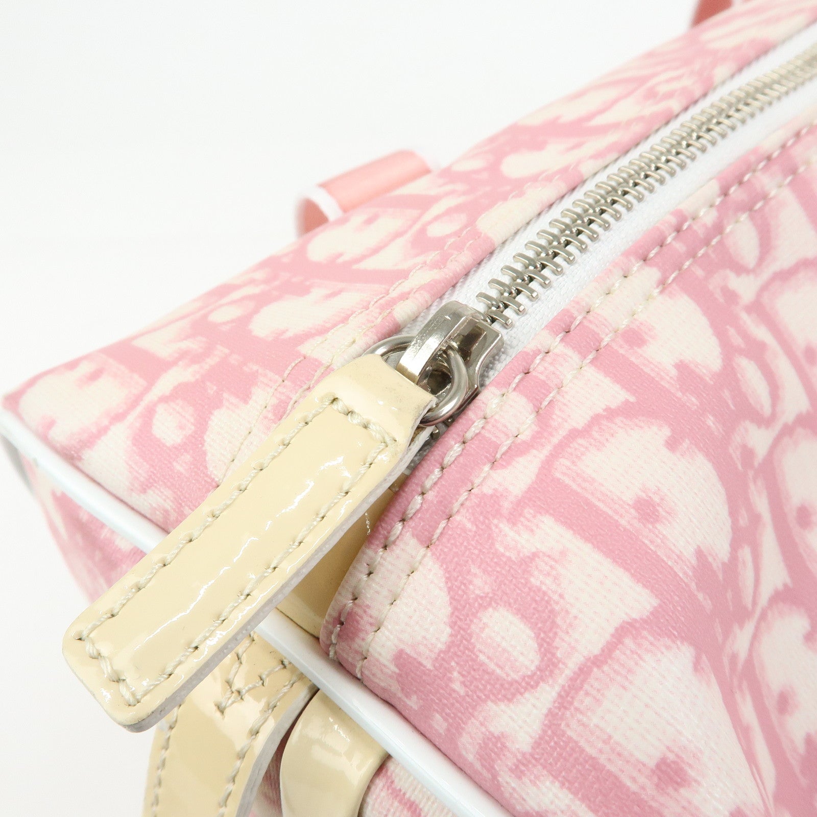 Christian Dior Trotter PVC Patent Leather Boston Bag Hand Bag Pink