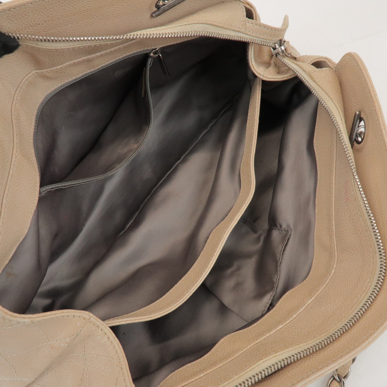 CHANEL COCO Mark Caviarskin Chain Shoulder Bag Hand Bag Beige