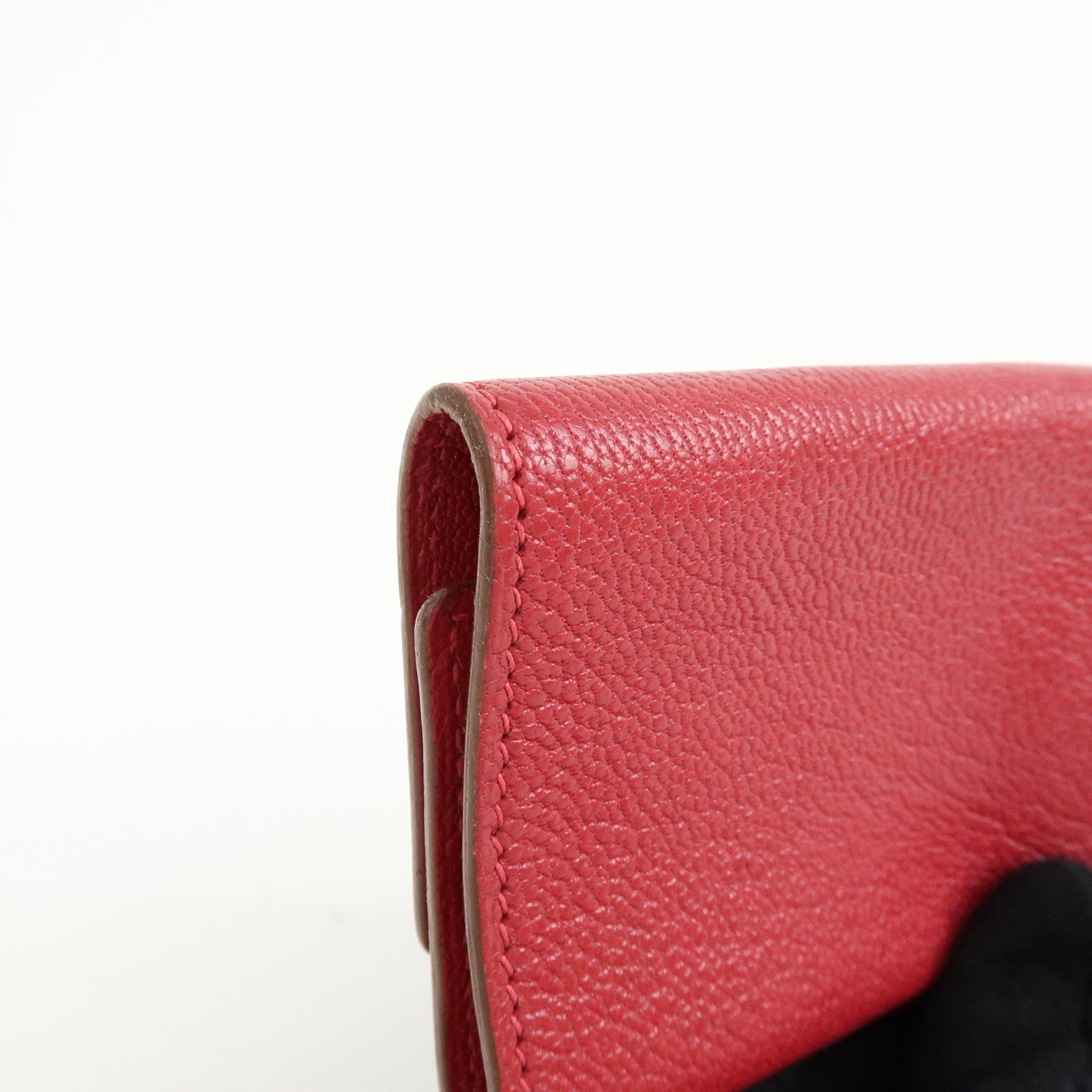 HERMES Sellier Etui Cles 4 Chevre Leather Key Case Key Holder Pink