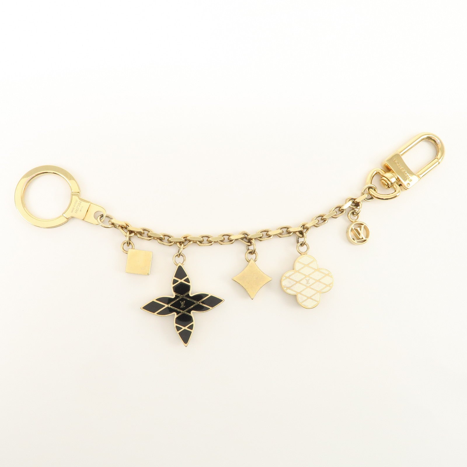 Louis Vuitton Malletage Flowers GP Metal Key Ring Black Gold M67384