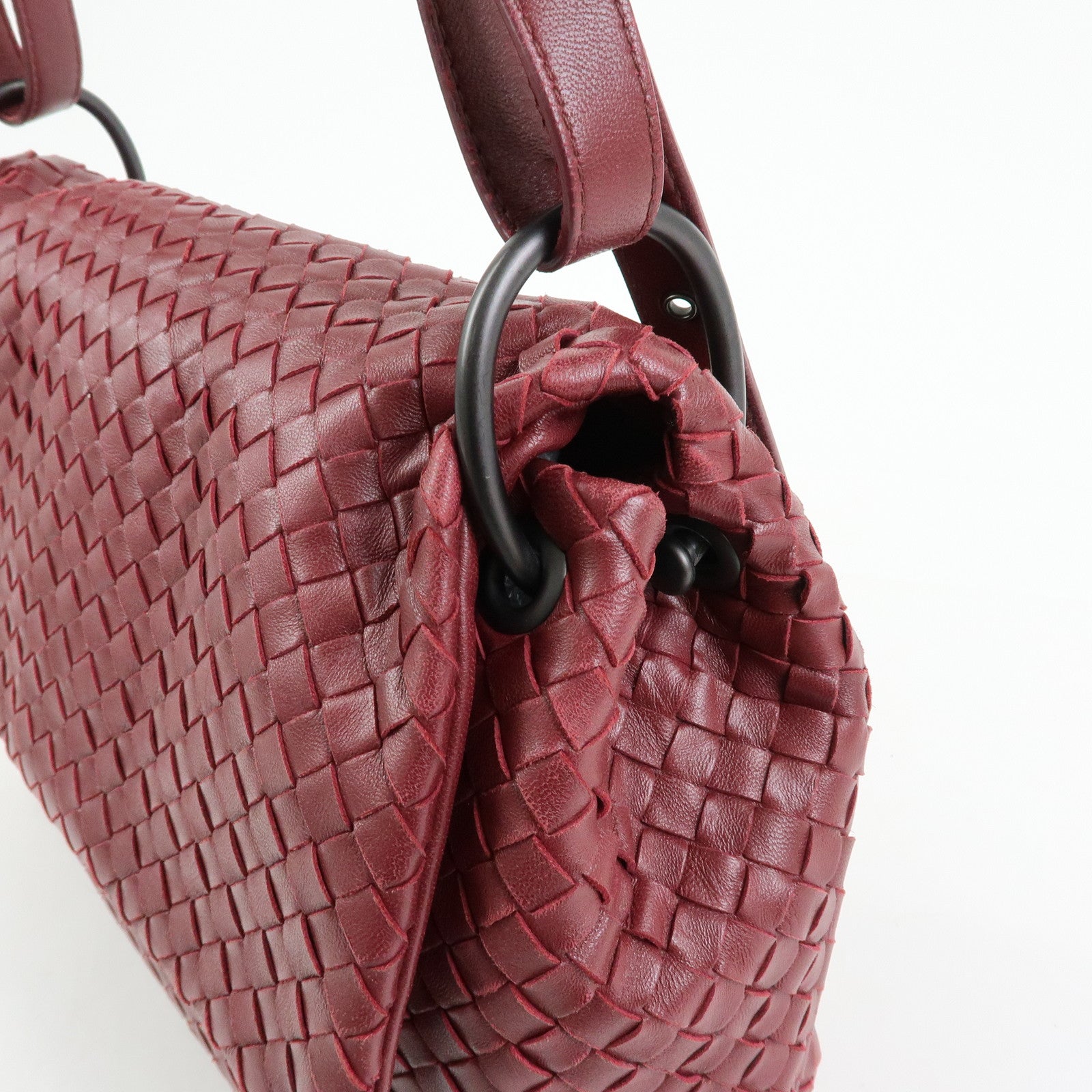 BOTTEGA VENETA Intrecciato Leather Shoulder Bag Bordeaux