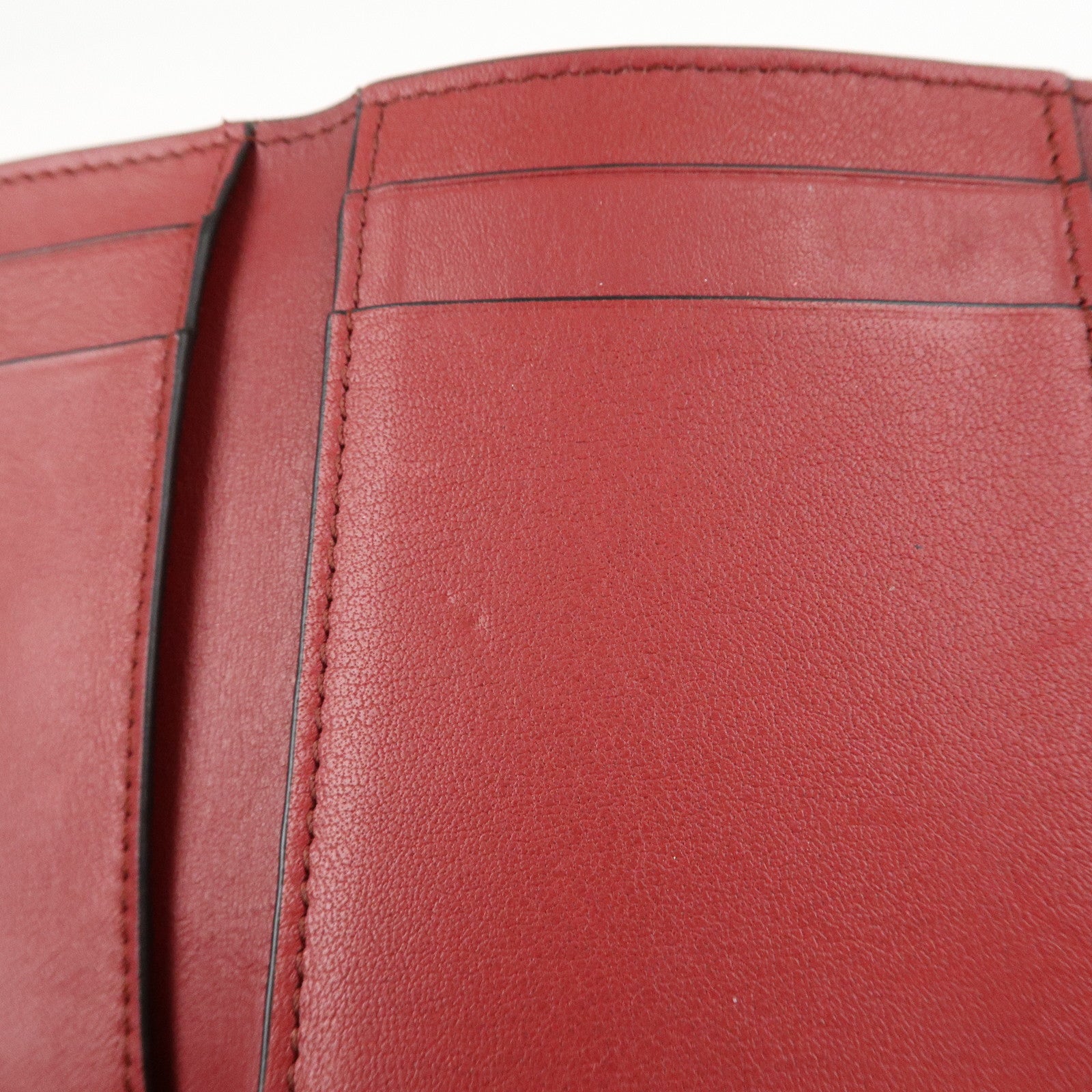 LOEWE Leather Tri-fold Compact Wallet Brown Used