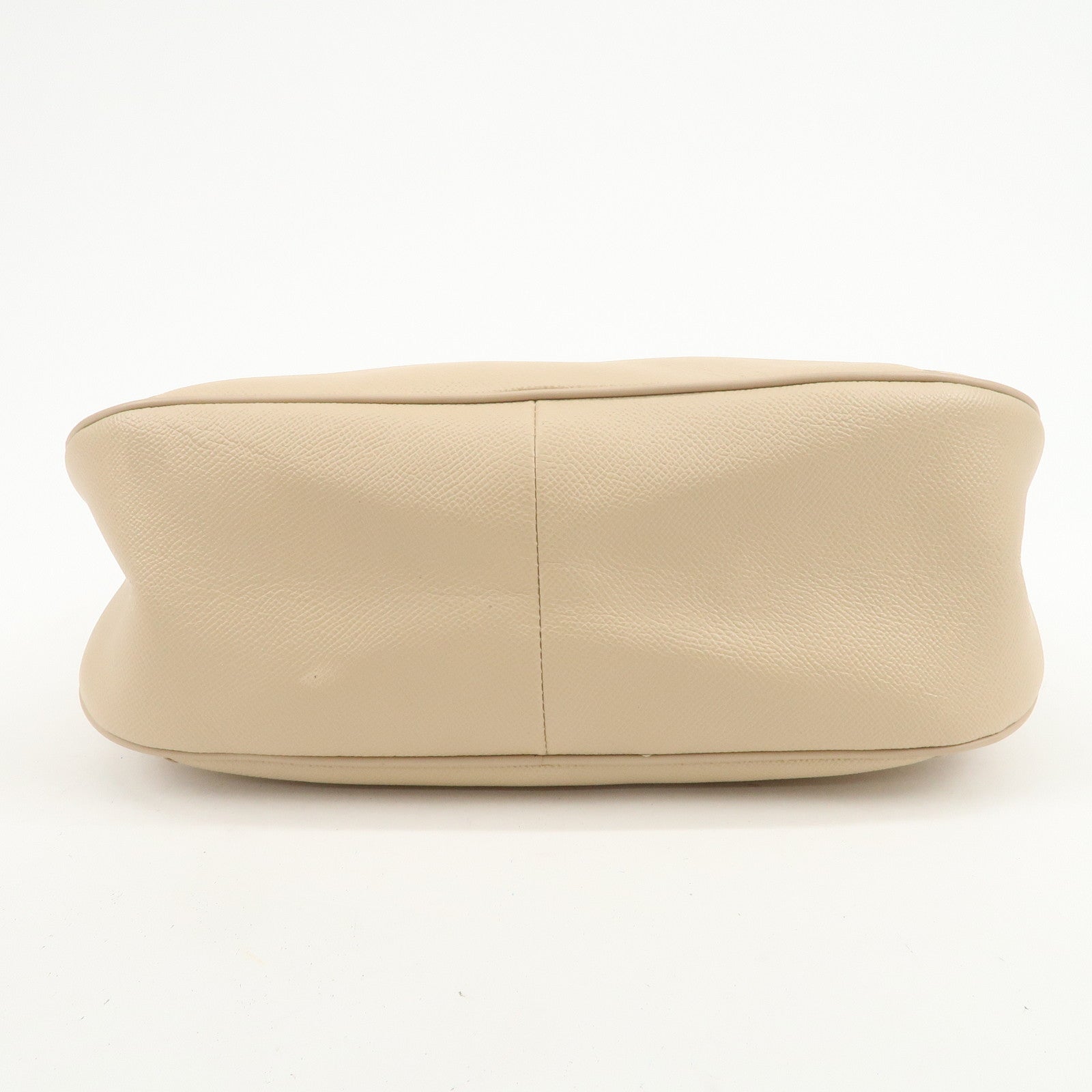 BVLGARI Logo Leather Hand Bag Shoulder Bag Beige