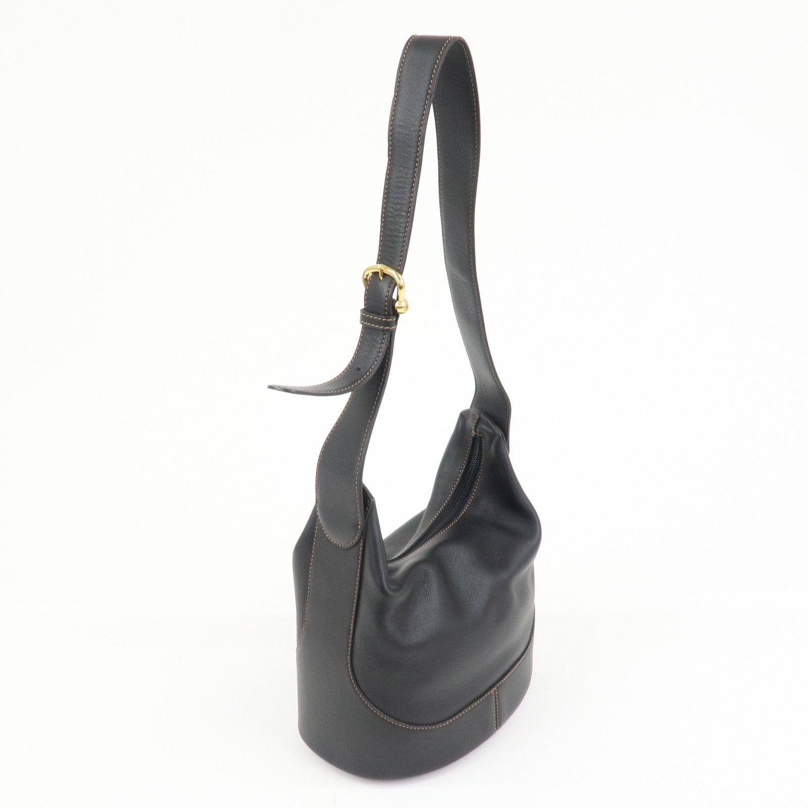 LOEWE Logo Leather Shoulder Bag Hand Bag Crossbody Bag Black