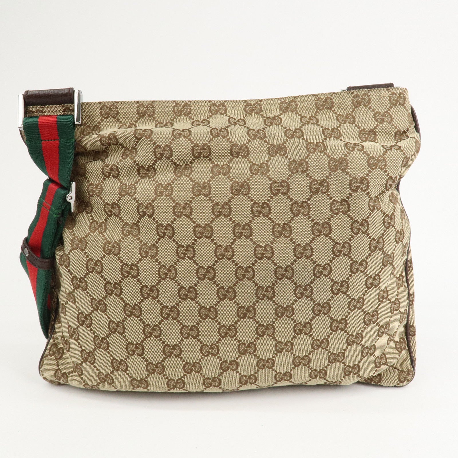 GUCCI Sherry GG Canvas Leather Shoulder Bag Beige Brown 169937