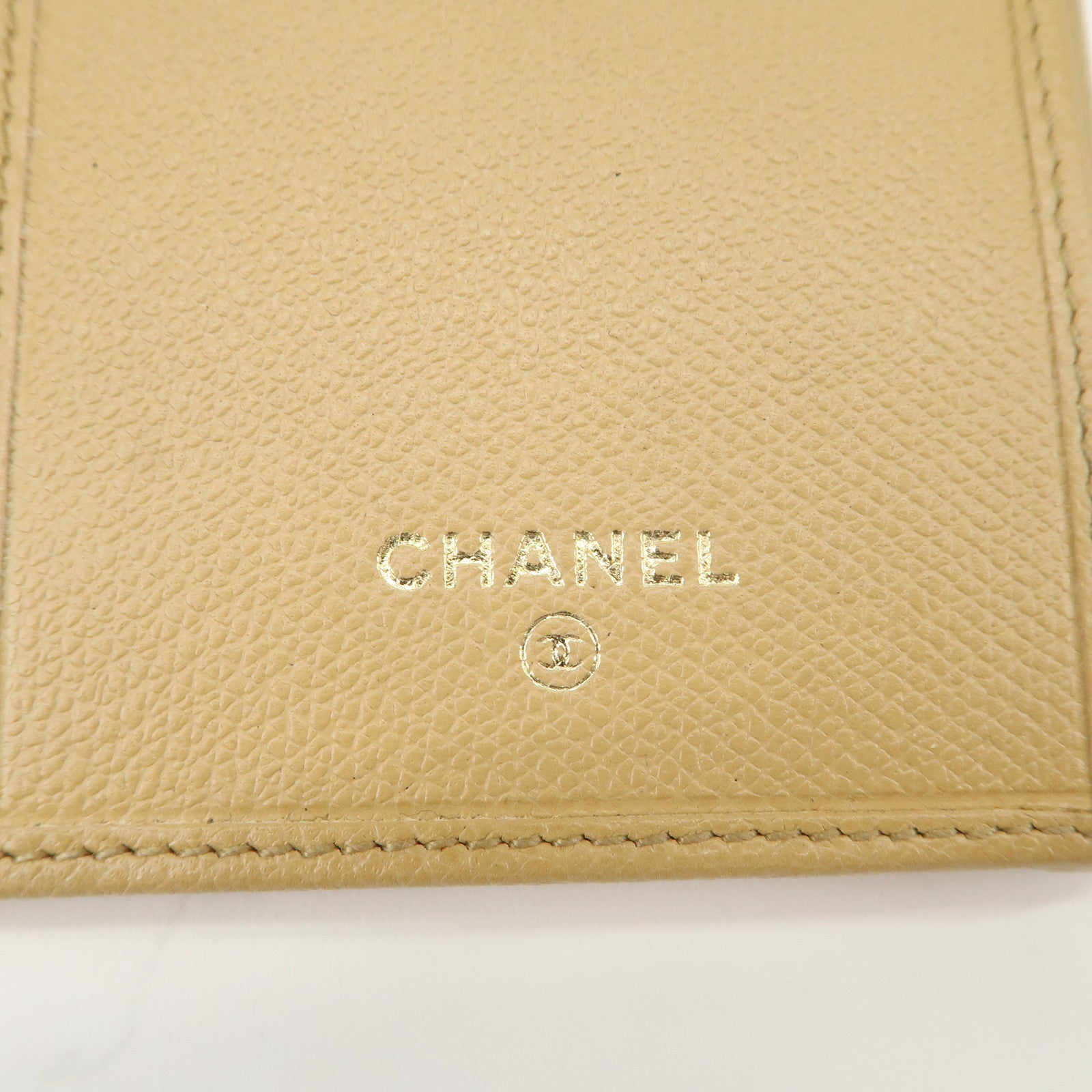 CHANEL COCO Button Leather Double Hook Long Wallet Beige A20905