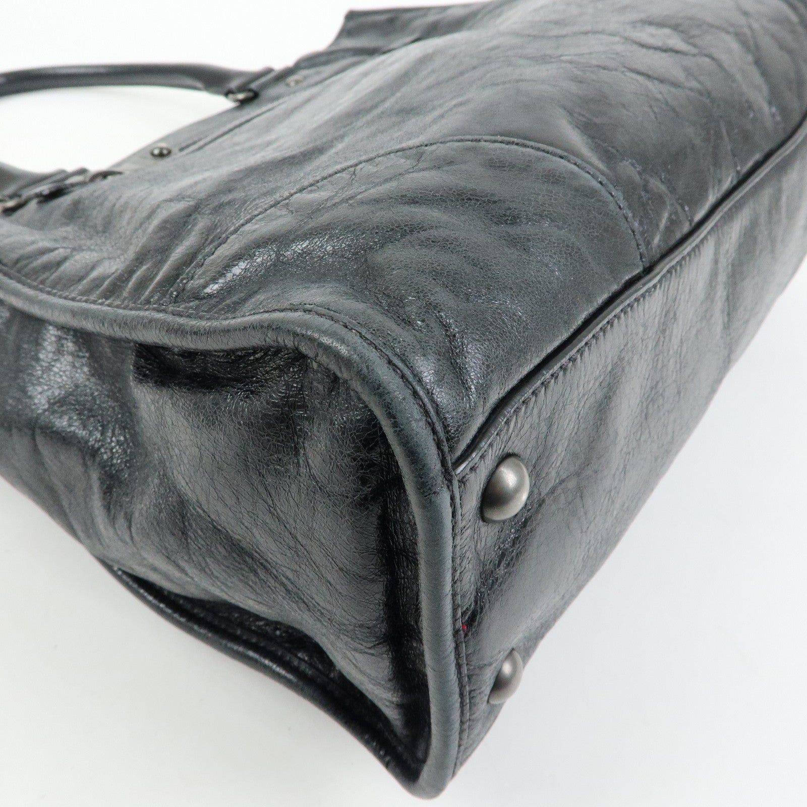 MIU MIU Leather Tote Bag Shoulder Bag Black Padlock Charm