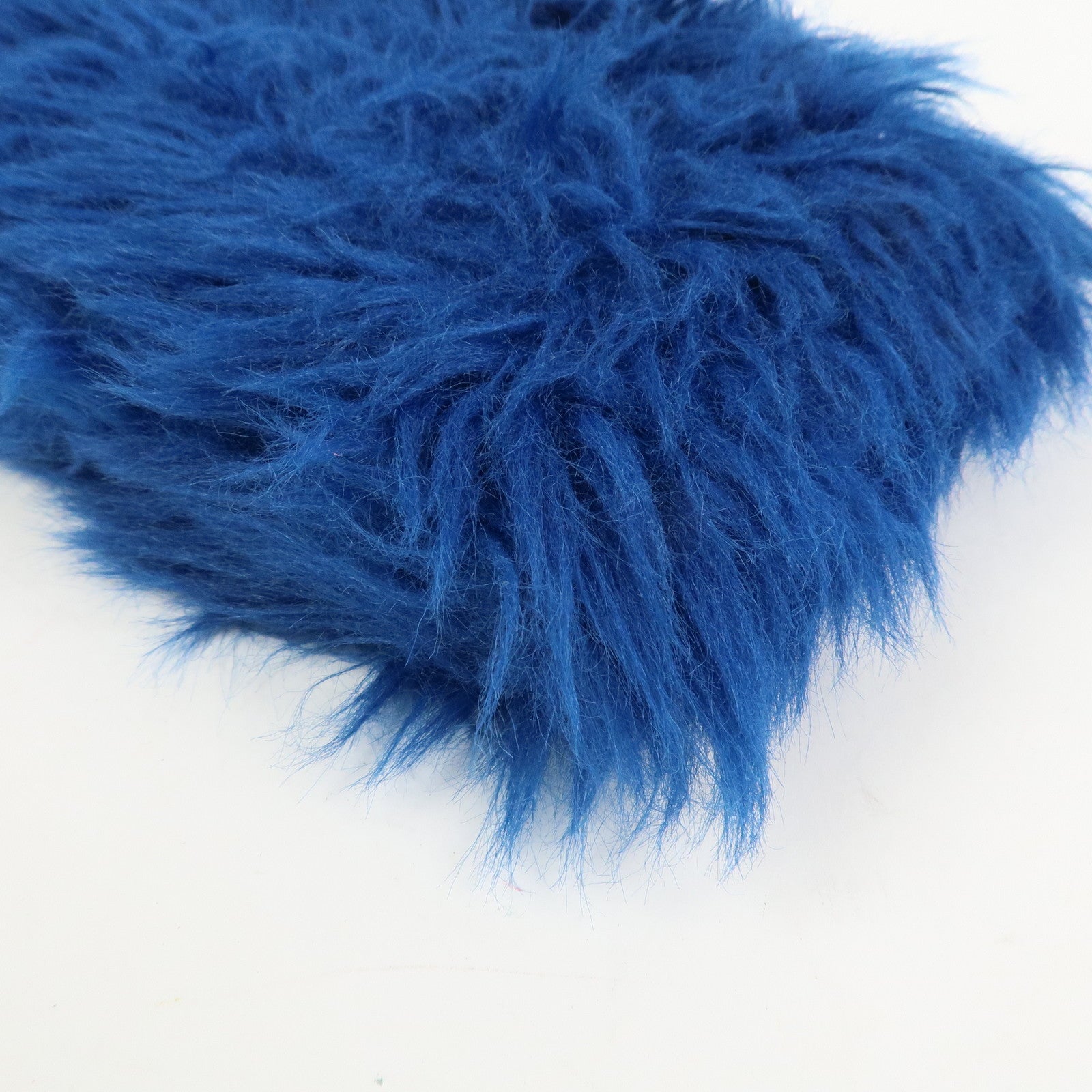 PRADA Triangle Logo Faux Fur Clutch Bag Flat Pouch Blue 1N1530