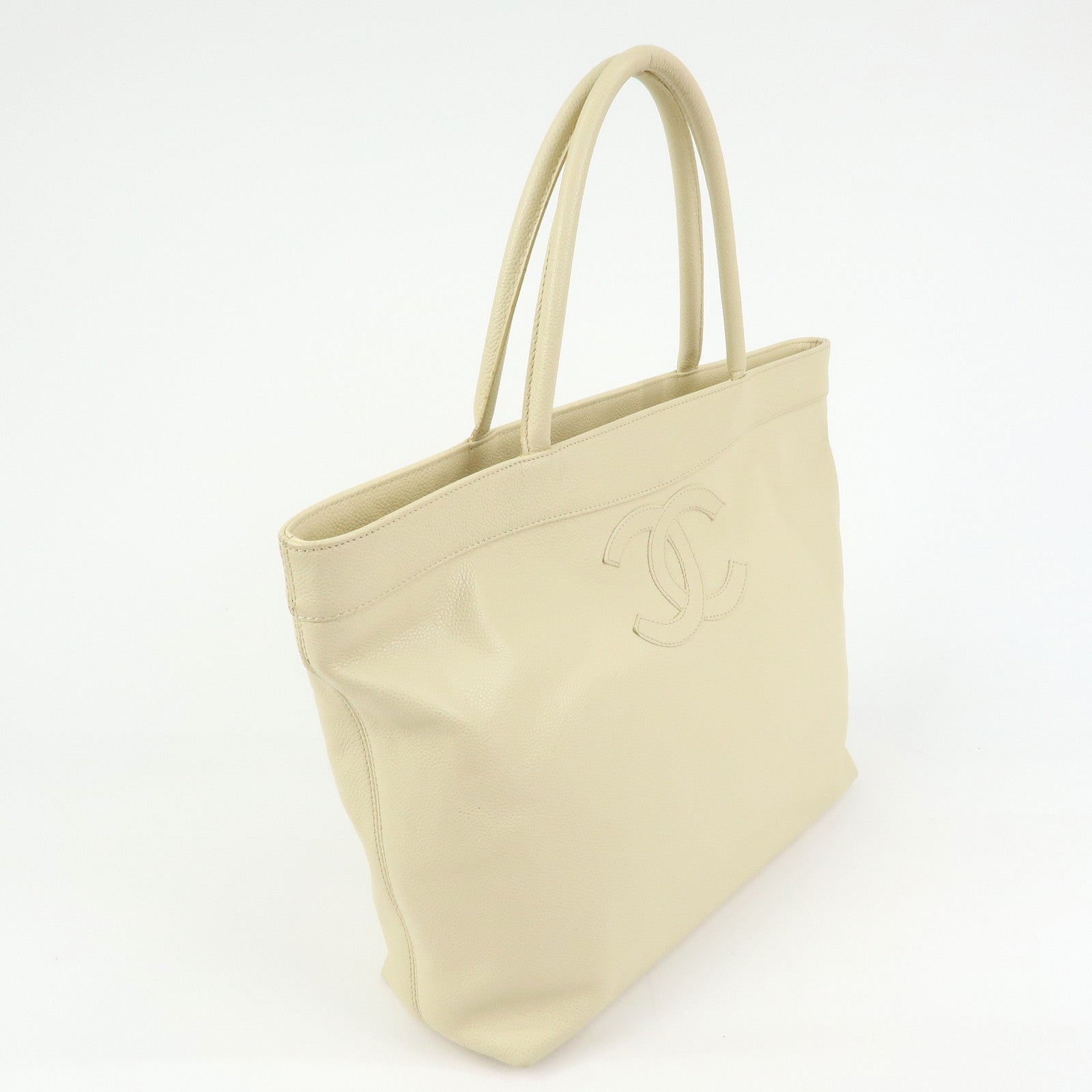 CHANEL COCO Mark Caviarskin Shoulder Bag Tote Bag Ivory