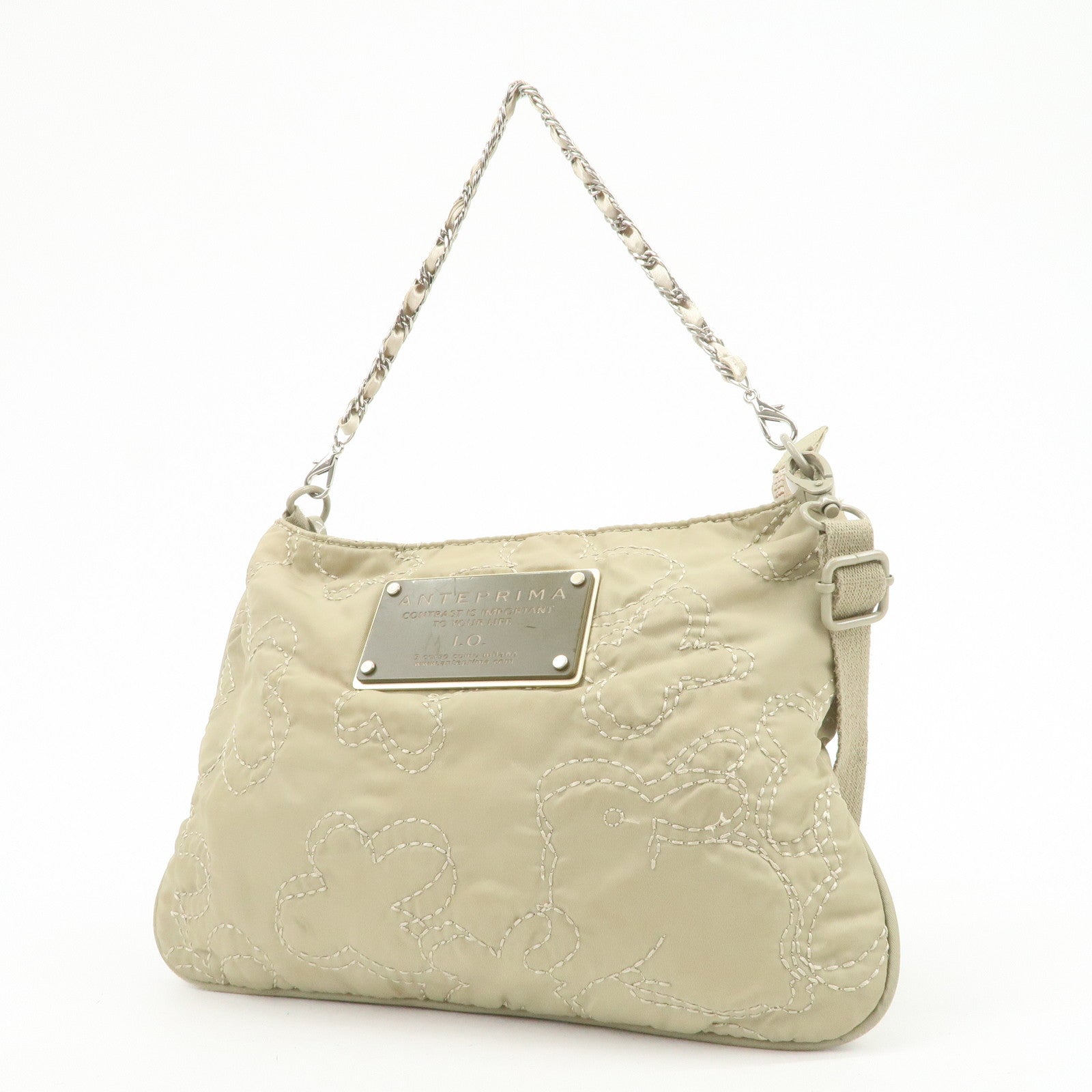 ANTEPRIMA Logo Nylon 2Way Bag Hand Bag Shoulder Bag Khaki
