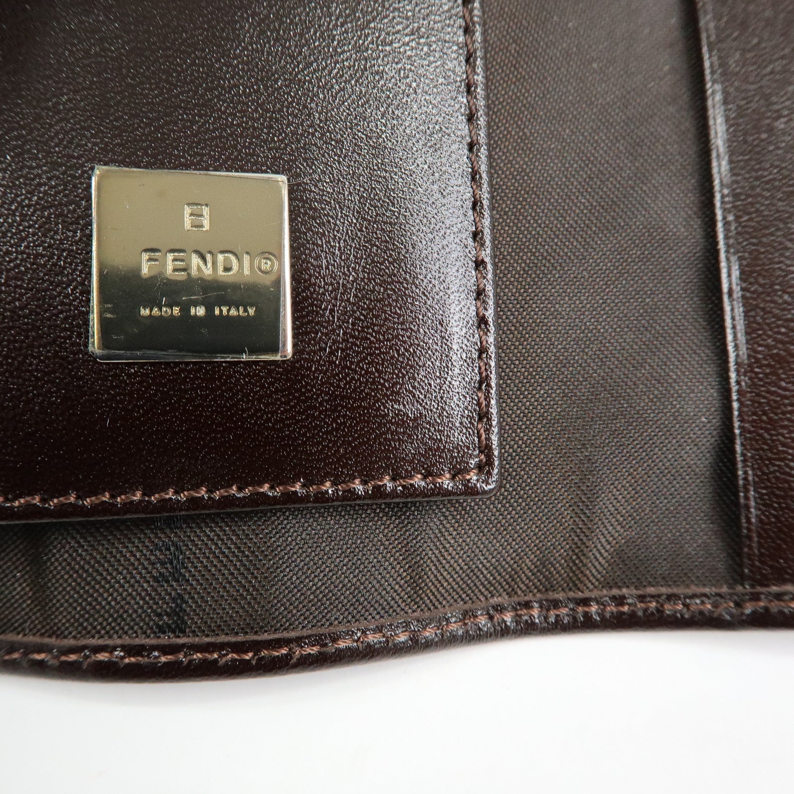 FENDI Zucca Canvas Leather 6 Rings Key Case Brown Black 513516