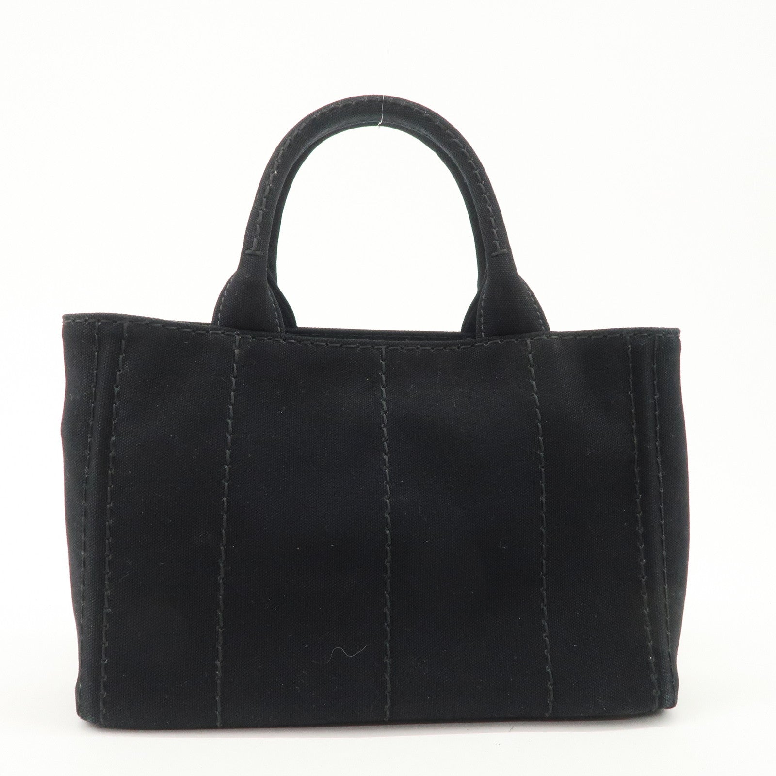 PRADA Canapa Mini Canvas 2Way Hand Bag Tote Bag Black 1BG439 Used
