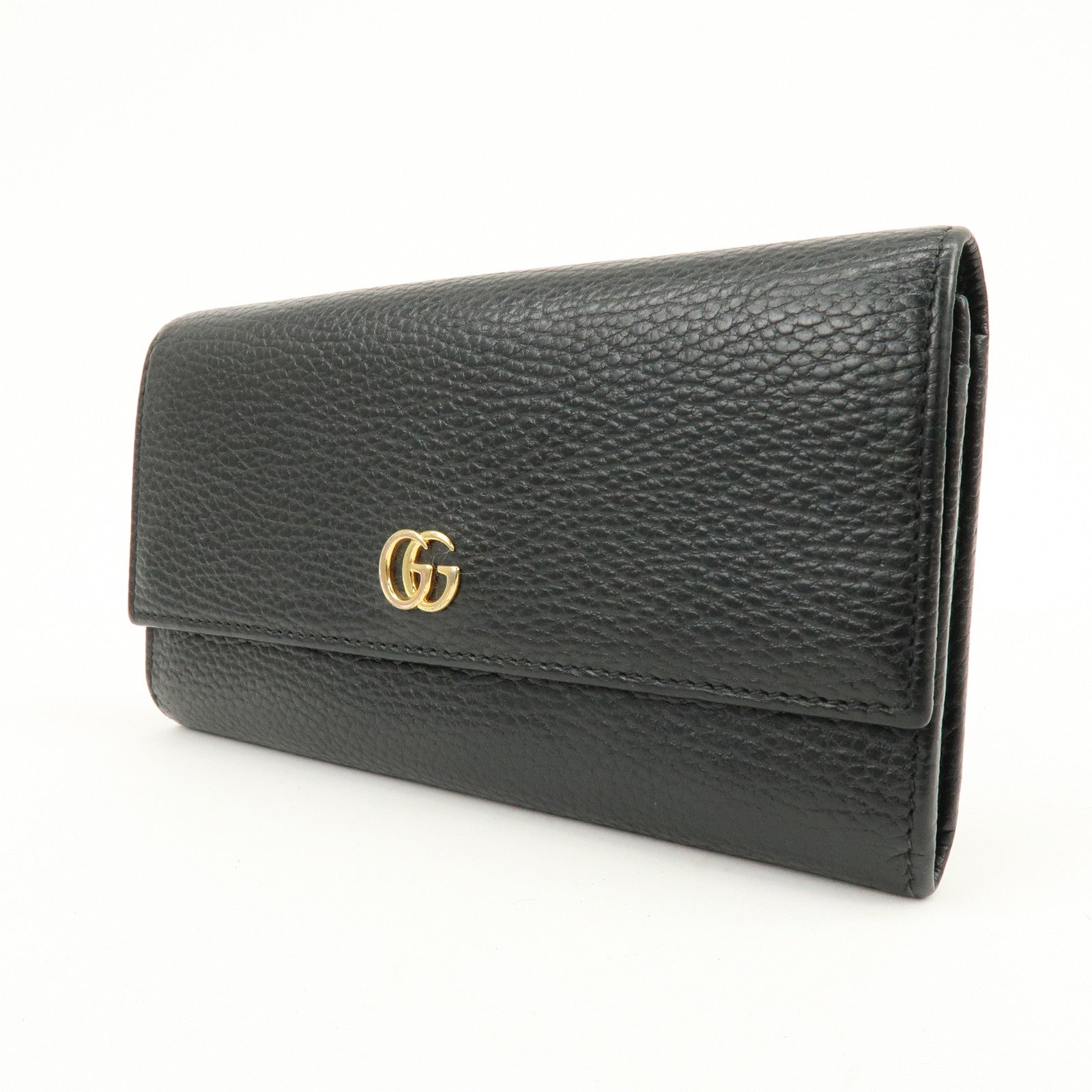 GUCCI GG Marmont Leather Long Wallet Black 456116