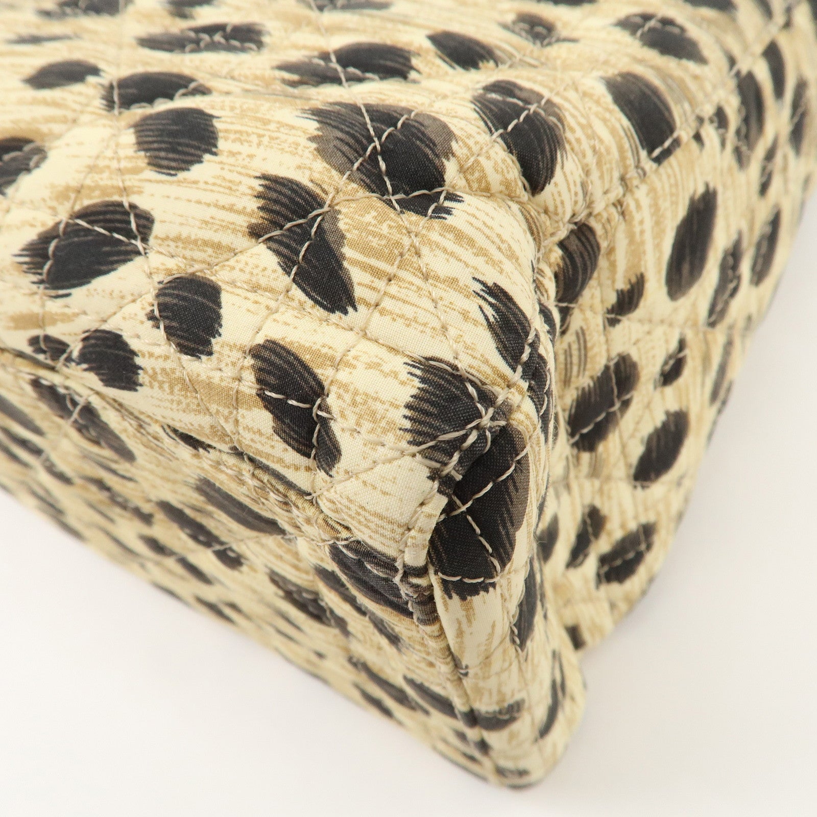 Christian Dior Lady Dior Cannage Nylon 2Way Bag Hand Bag Leopard Used