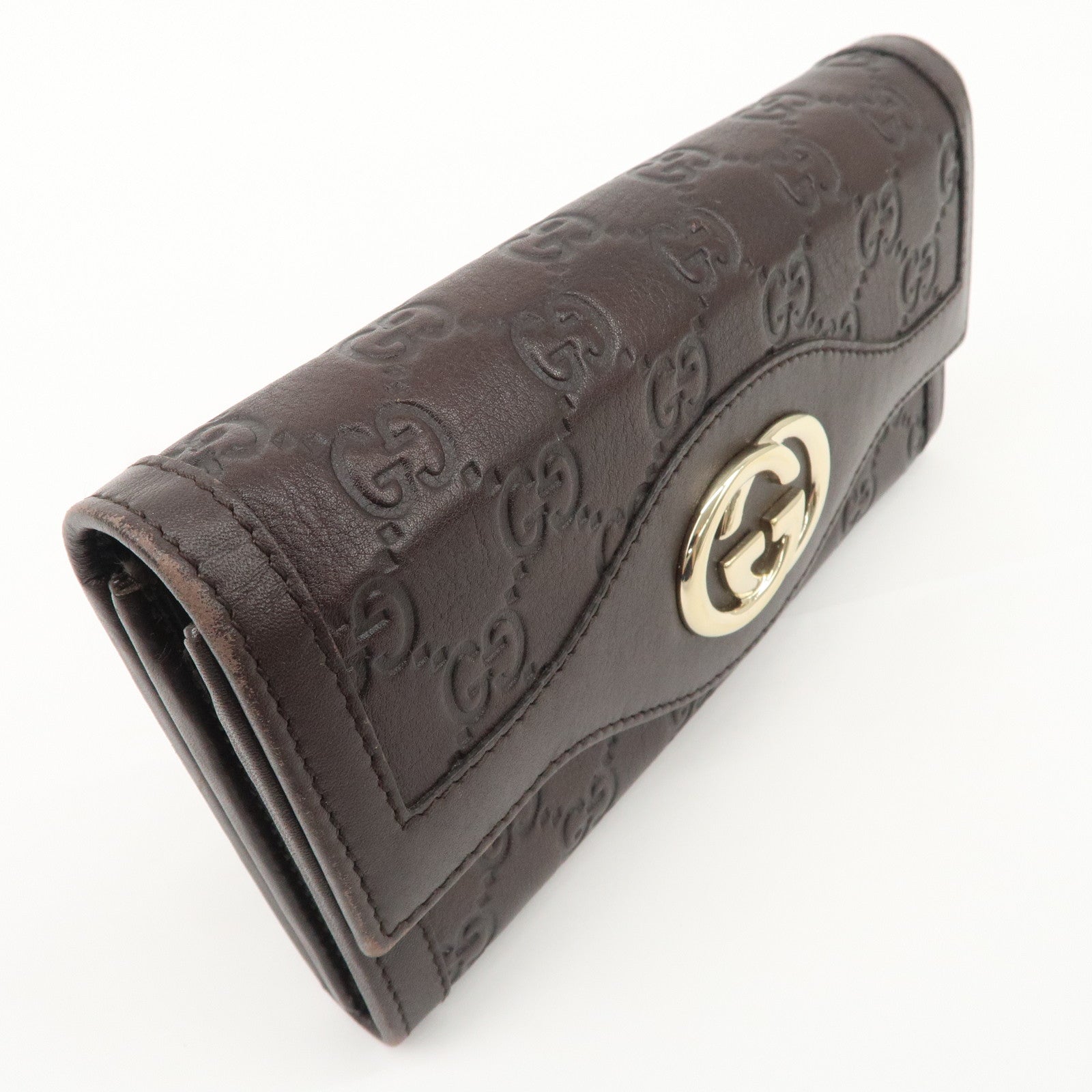 GUCCI Guccissima Interlocking GG Leather Bi-fold Wallet 282431 Used